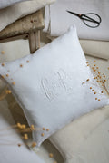 Vintage damask cotton cushion cover, GP embroidery