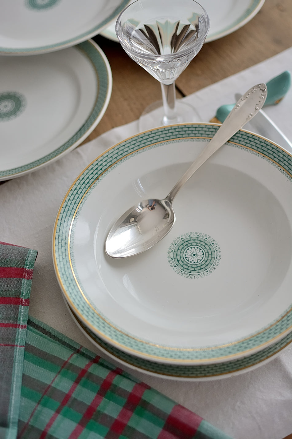 Set of 6 ironstone soup plates, Maestricht Ceramics Company, Elvira pattern - 1930s