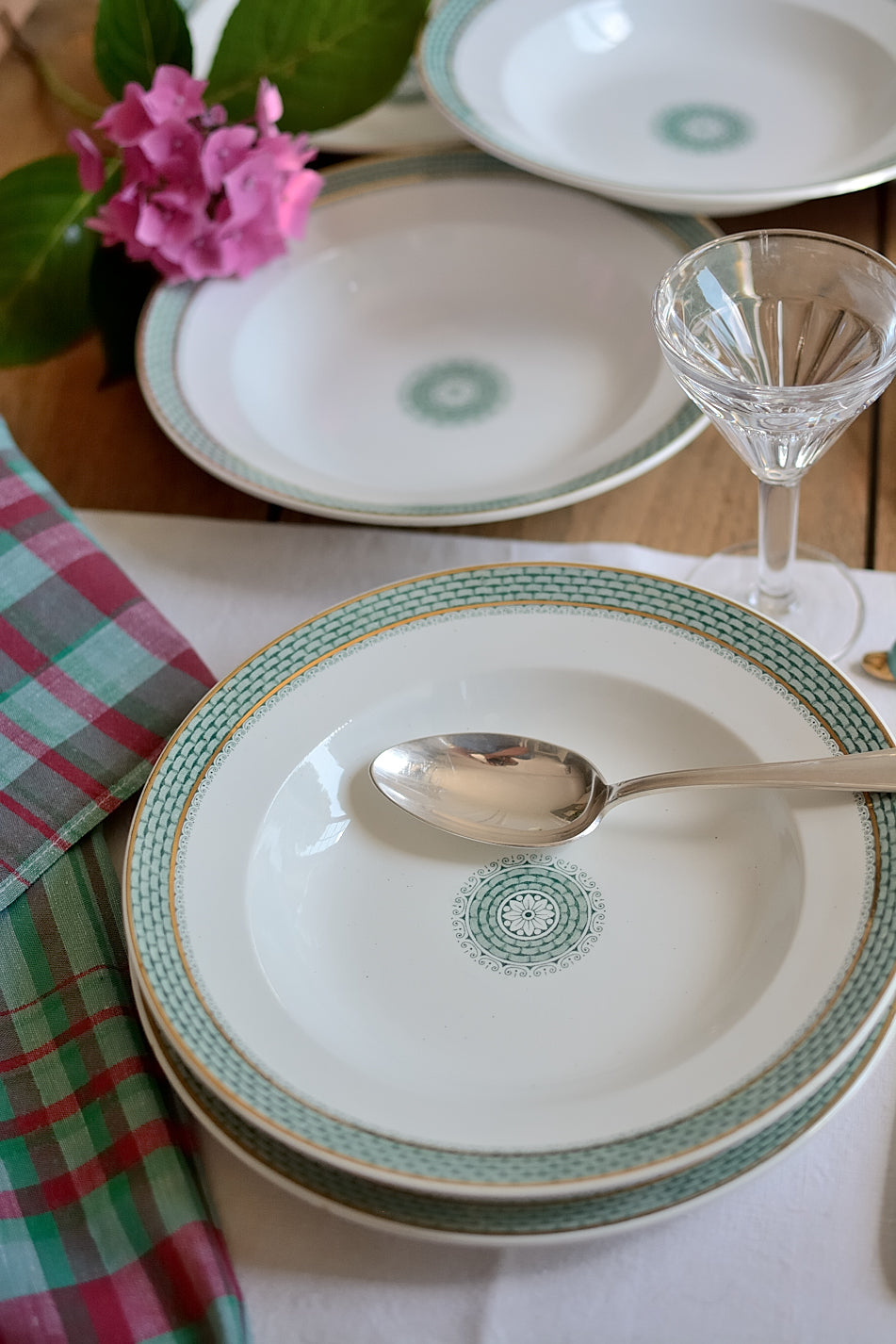 Set of 6 ironstone soup plates, Maestricht Ceramics Company, Elvira pattern - 1930s