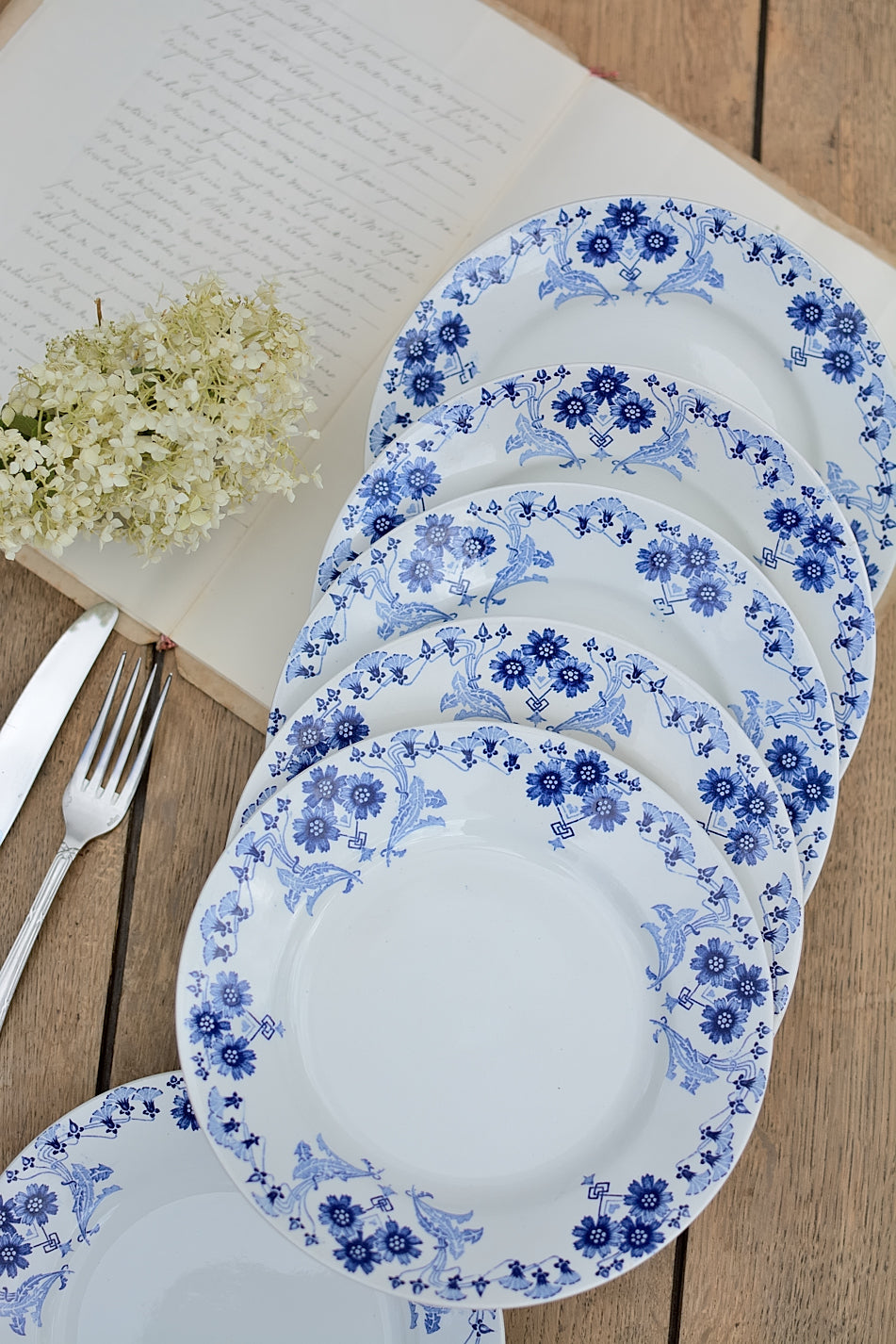 Set of 6 Lunéville dessert plates, Marcel pattern