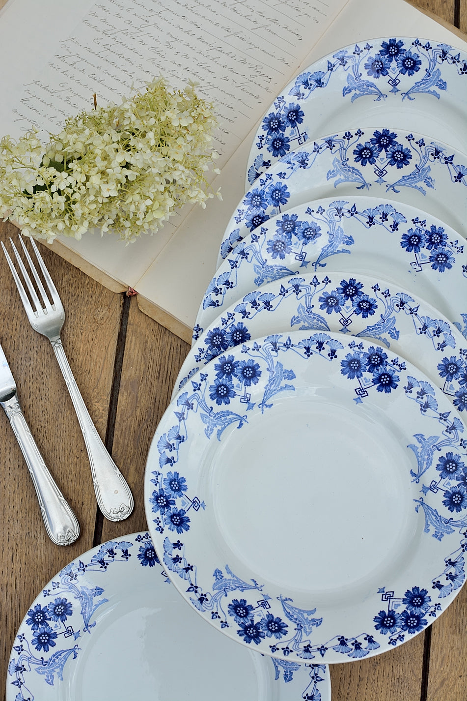 Set of 6 Lunéville dessert plates, Marcel pattern