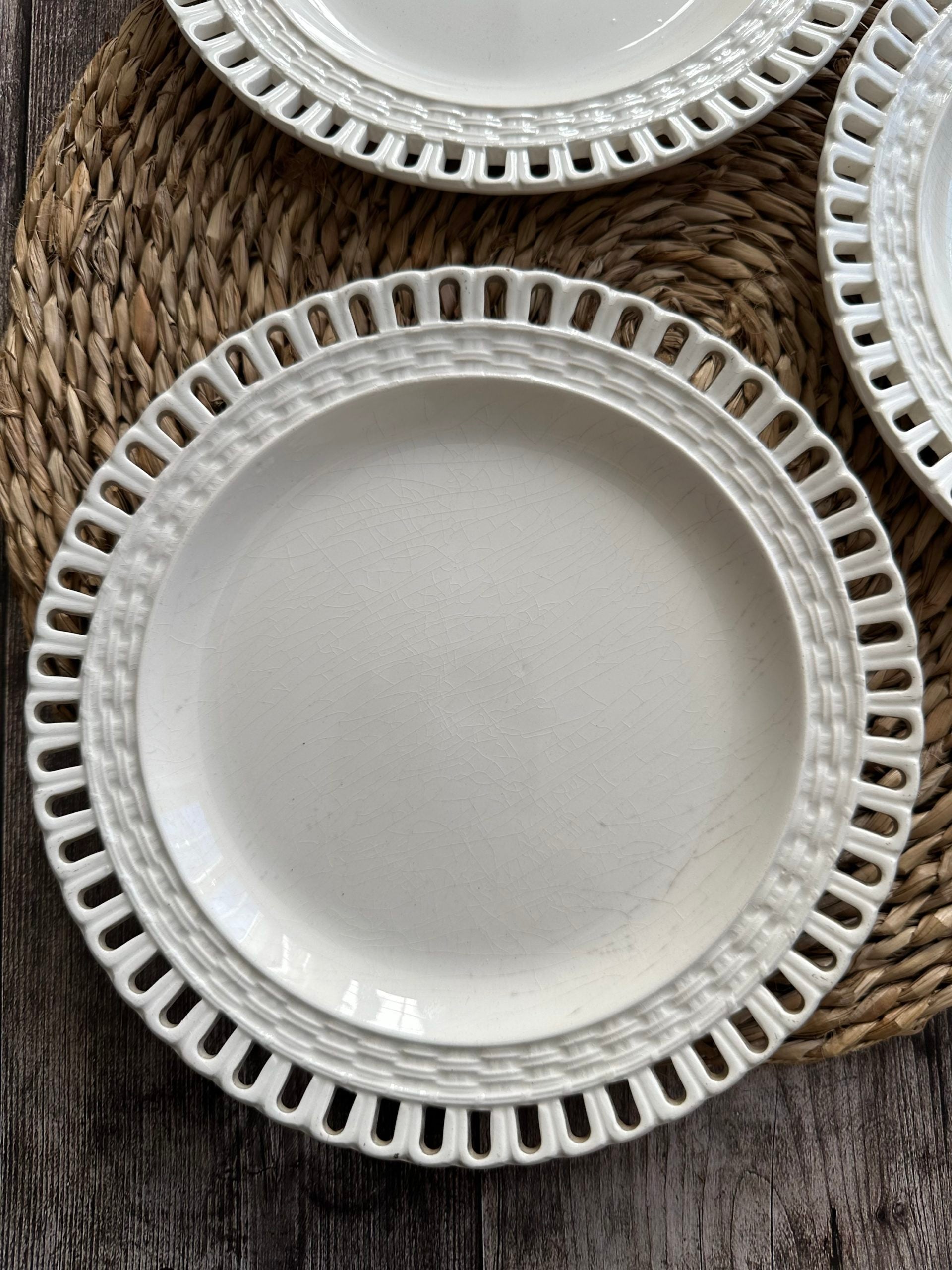 Set of four openwork plates + openwork Luneville plate