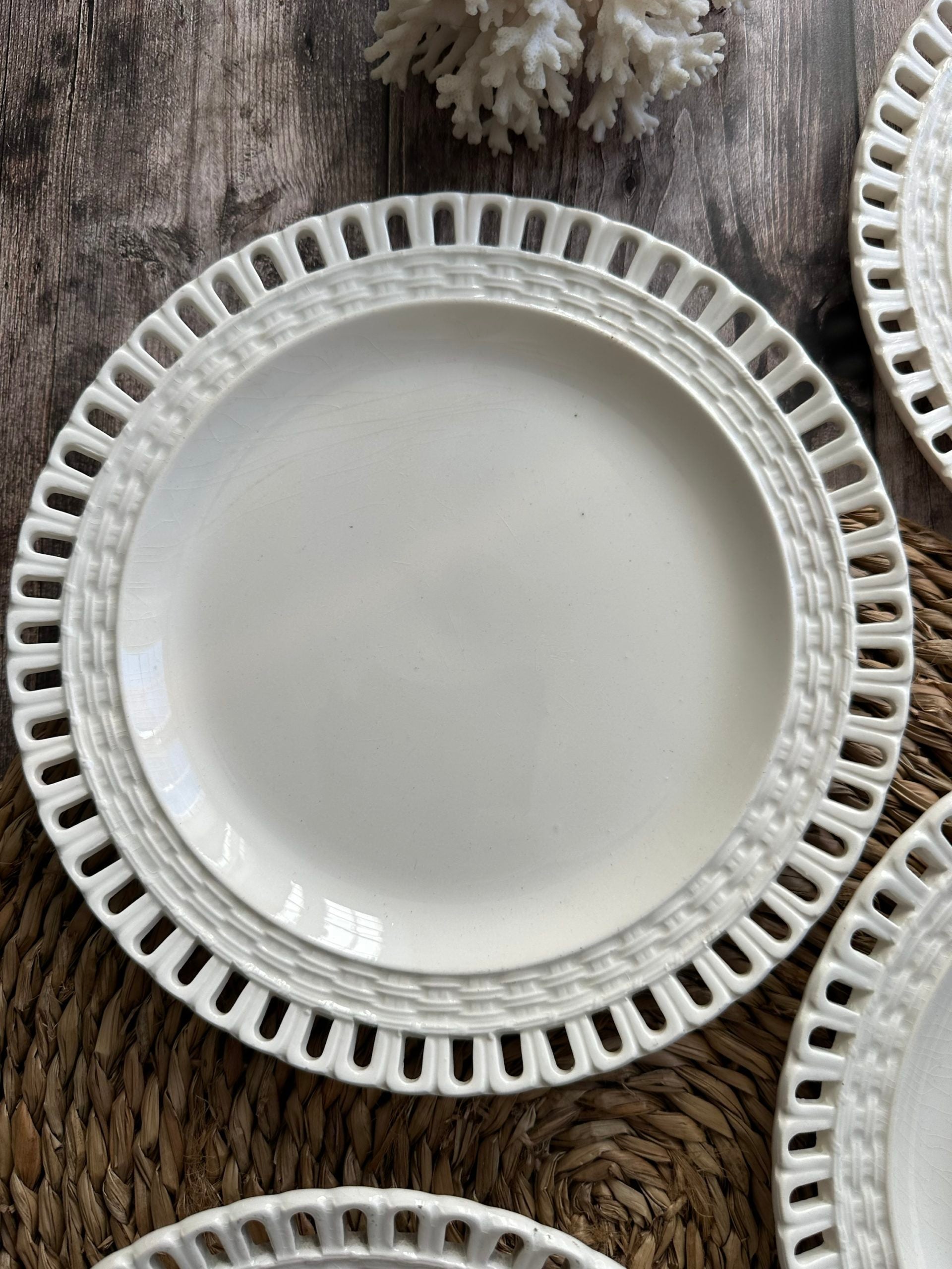Set of four openwork plates + openwork Luneville plate