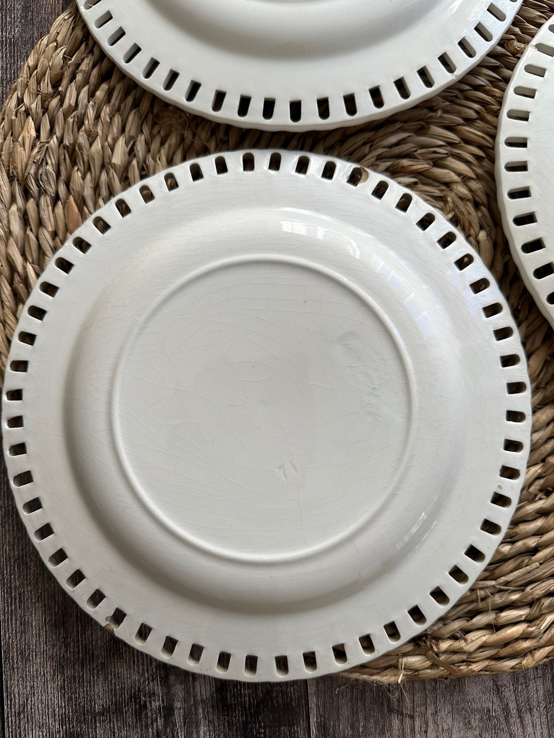 Set of four openwork plates + openwork Luneville plate