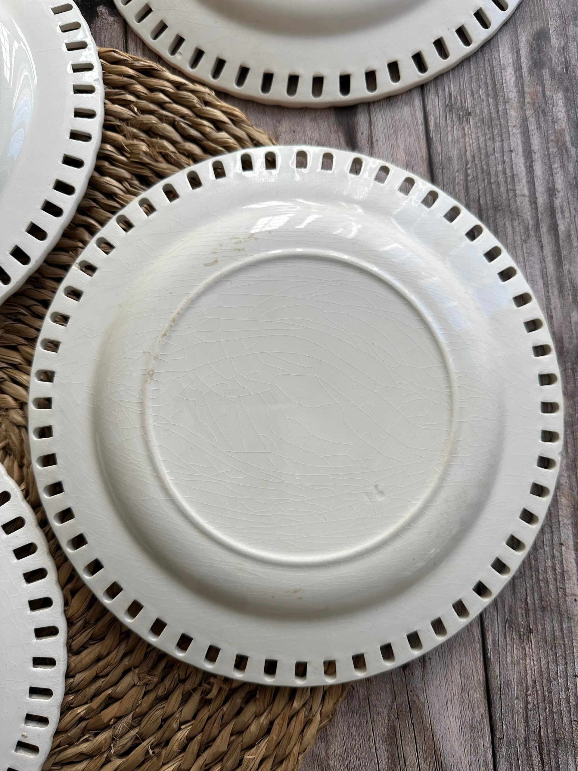 Set of four openwork plates + openwork Luneville plate
