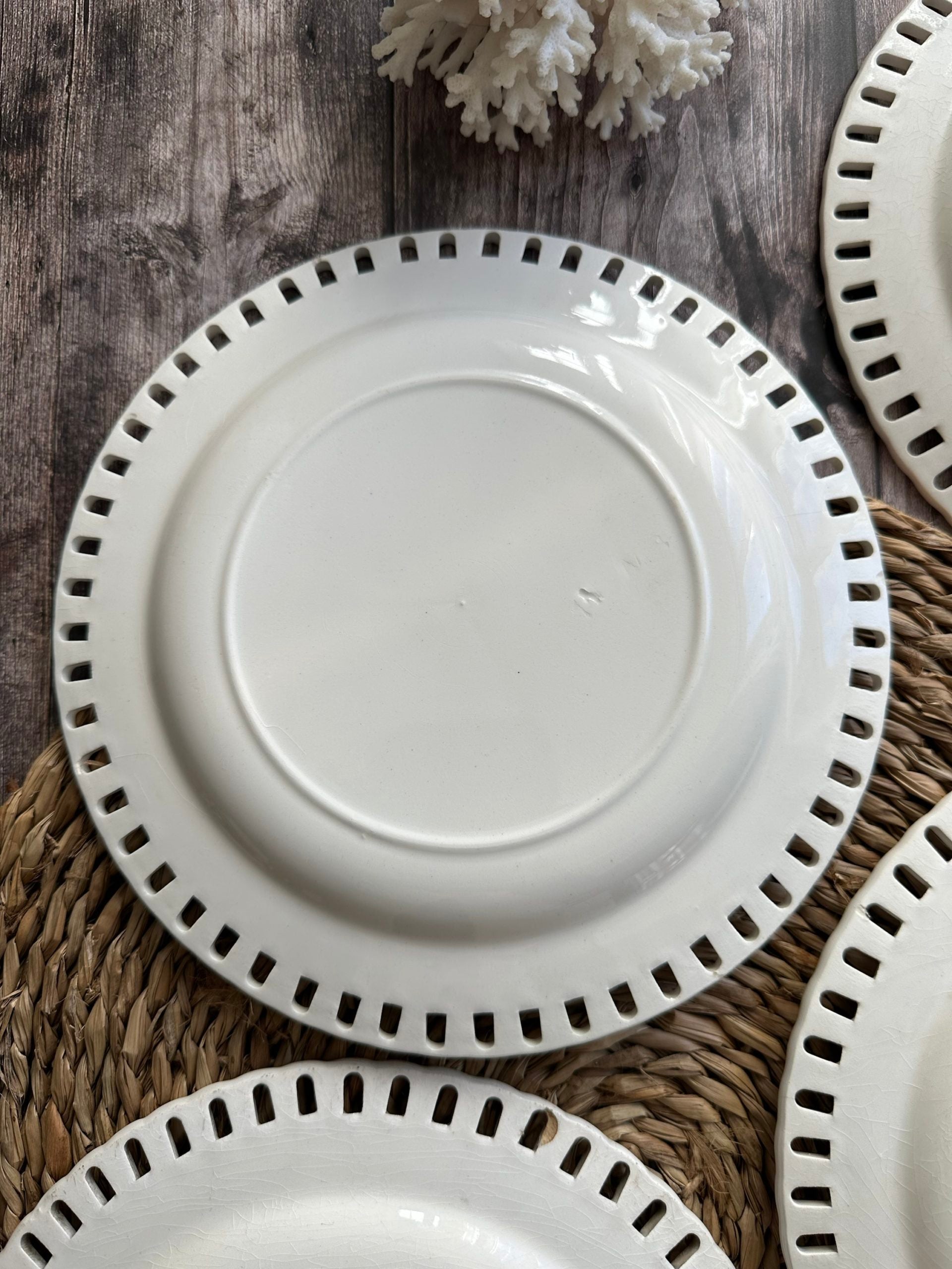 Set of four openwork plates + openwork Luneville plate