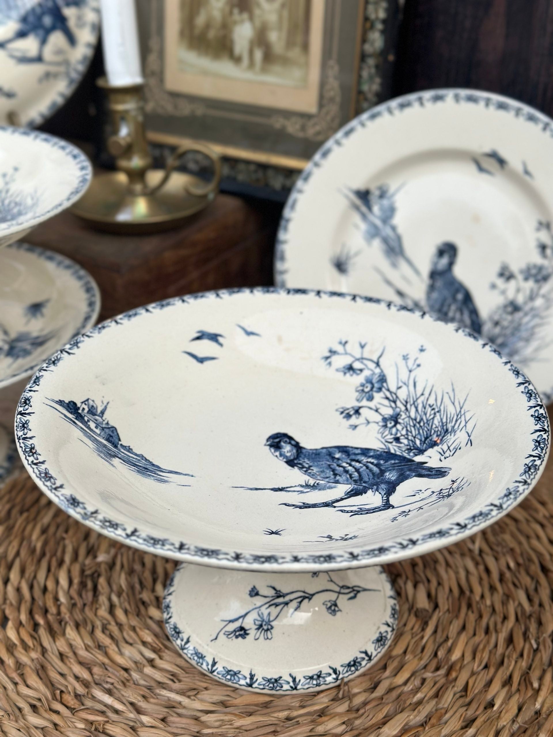 Large Gien fruit bowl, Partridge pattern
