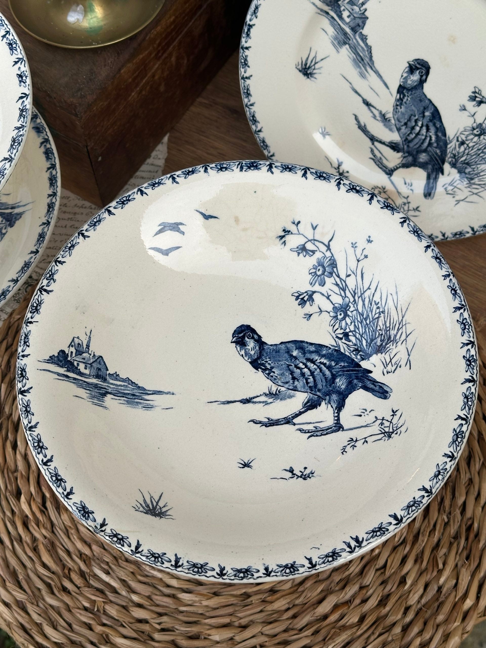 Large Gien fruit bowl, Partridge pattern