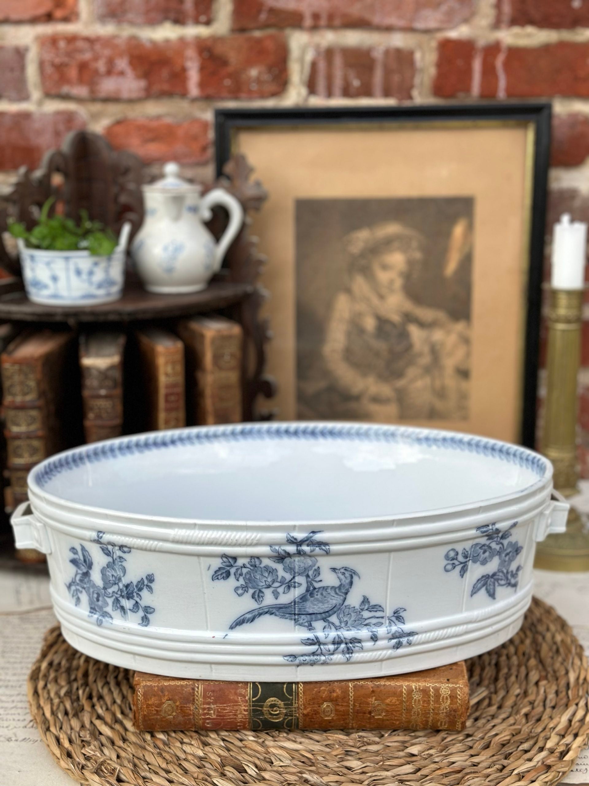 Jardinière, centre de table Sarreguemines modèle Oiseau