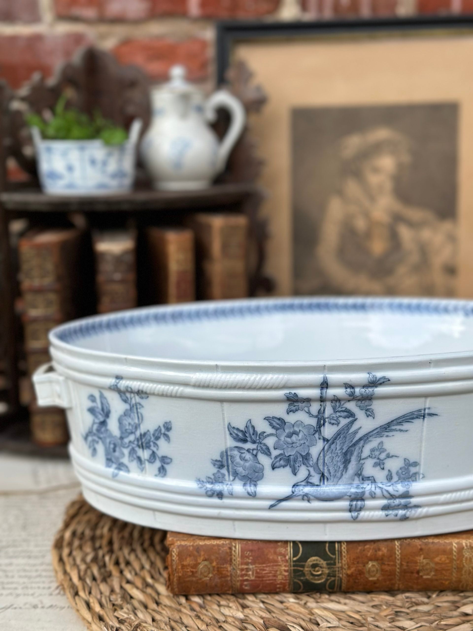 Jardinière, centre de table Sarreguemines modèle Oiseau