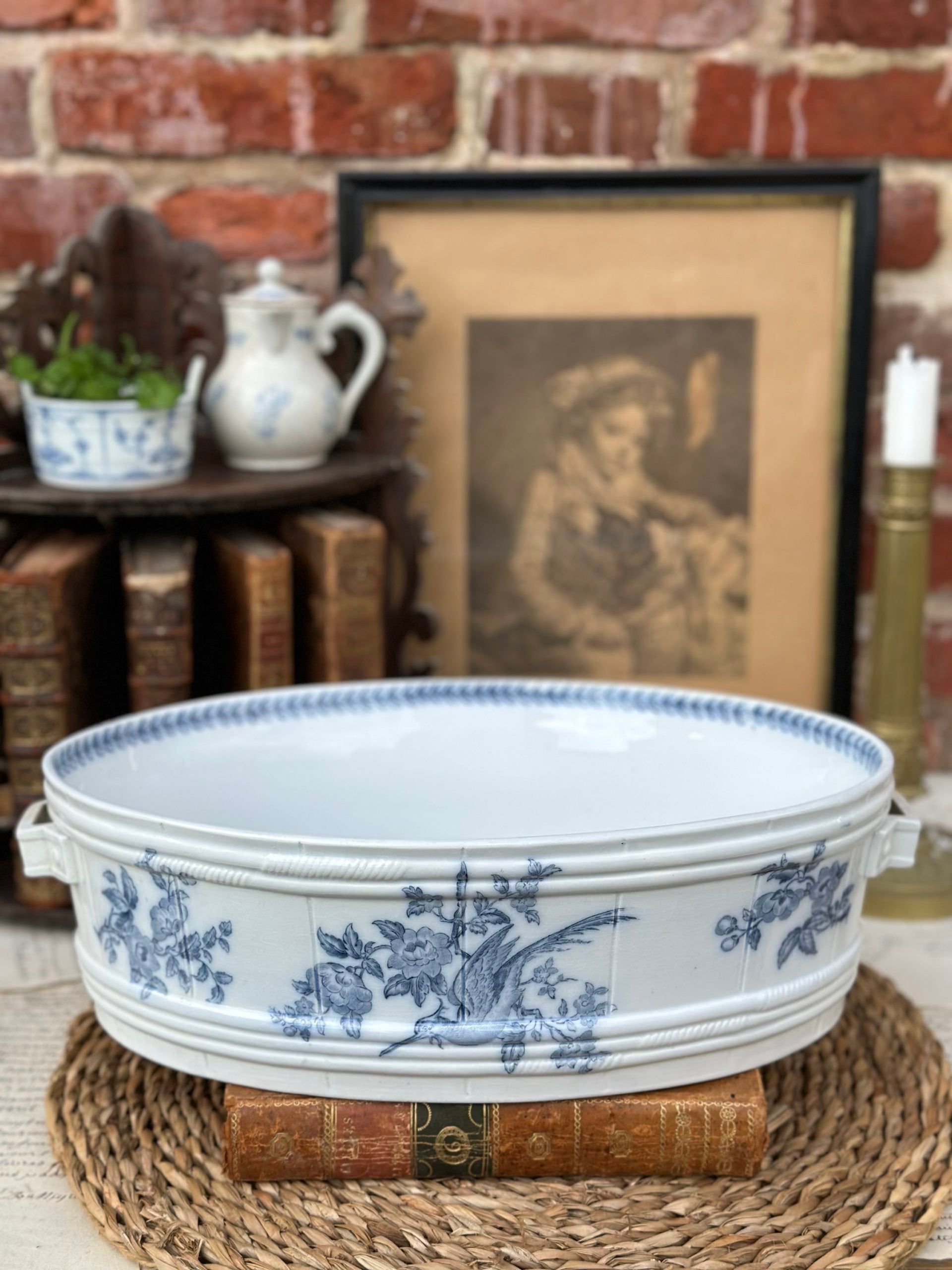 Jardinière, centre de table Sarreguemines modèle Oiseau