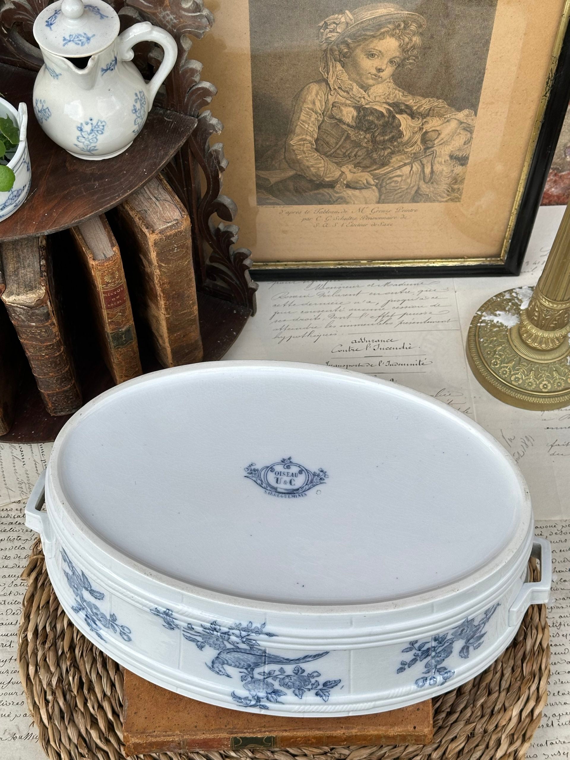 Jardinière, centre de table Sarreguemines modèle Oiseau