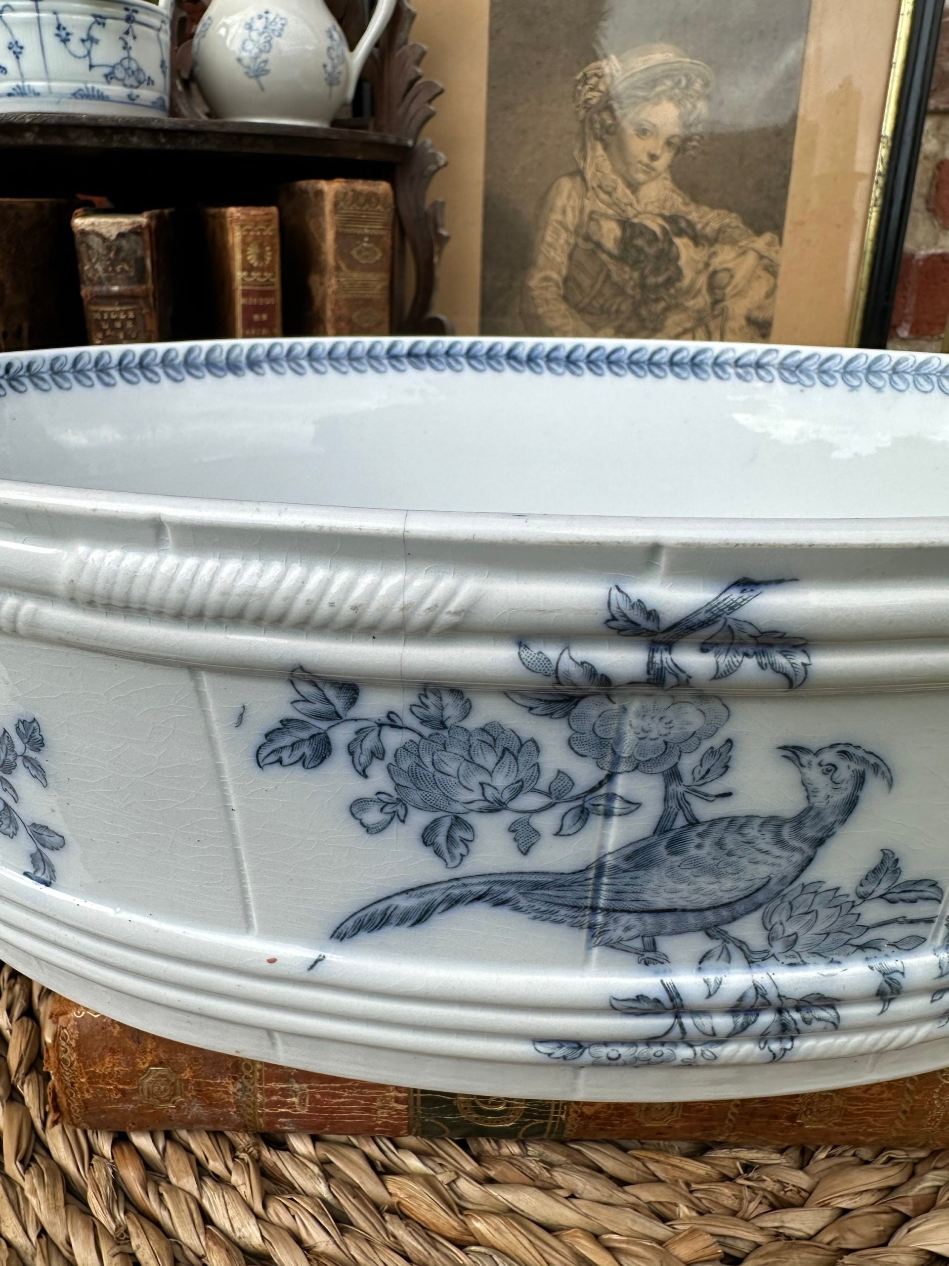 Jardinière, centre de table Sarreguemines modèle Oiseau