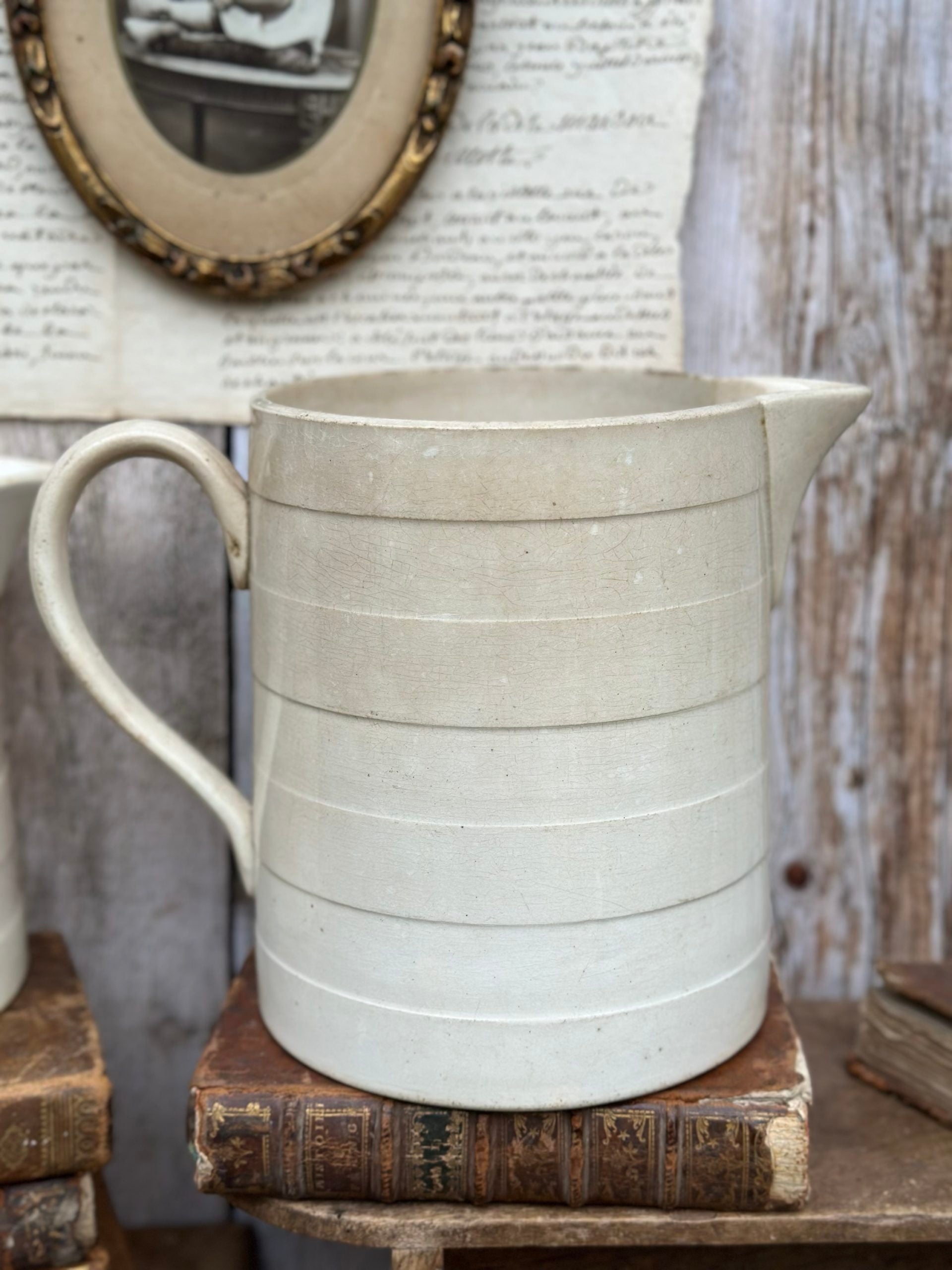 Very large patinated jug/pitcher from Moulin des Loups