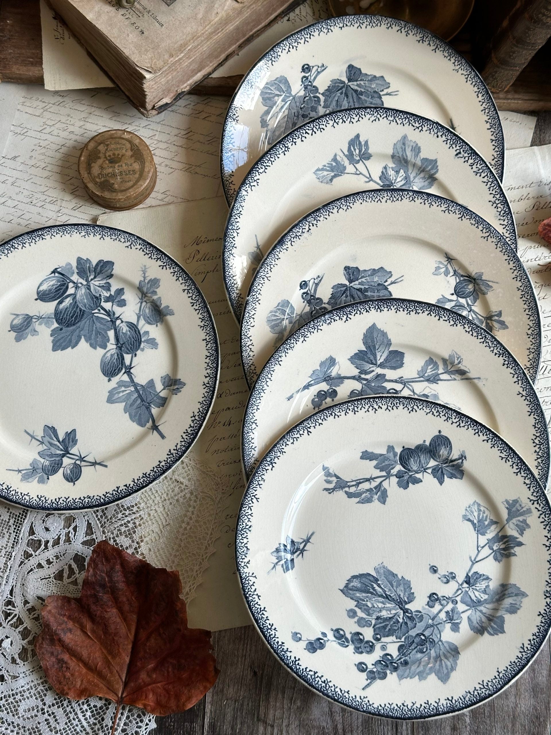 Suite de 6 assiettes à dessert Sarreguemines modèle Groseilles