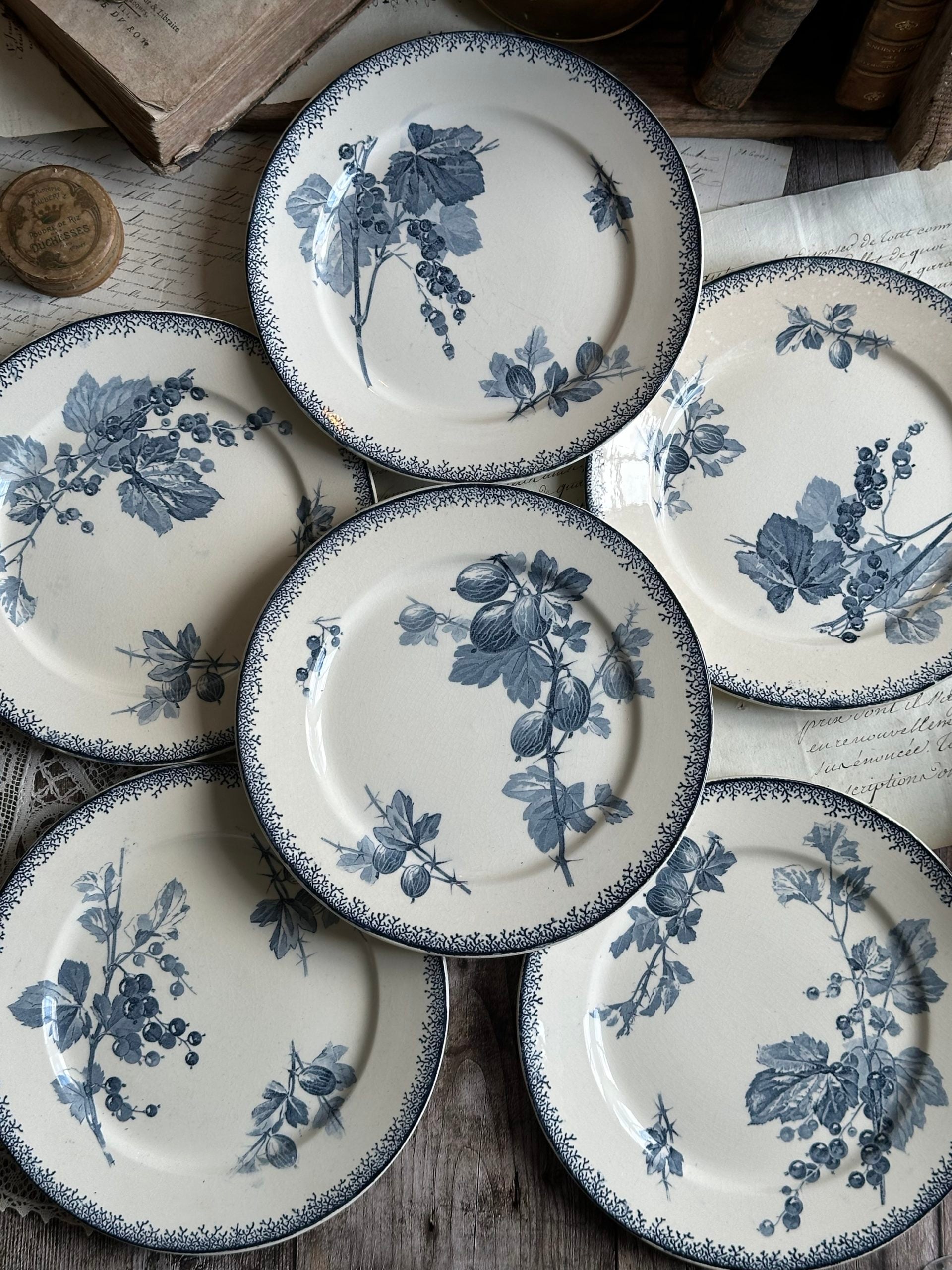 Suite de 6 assiettes à dessert Sarreguemines modèle Groseilles