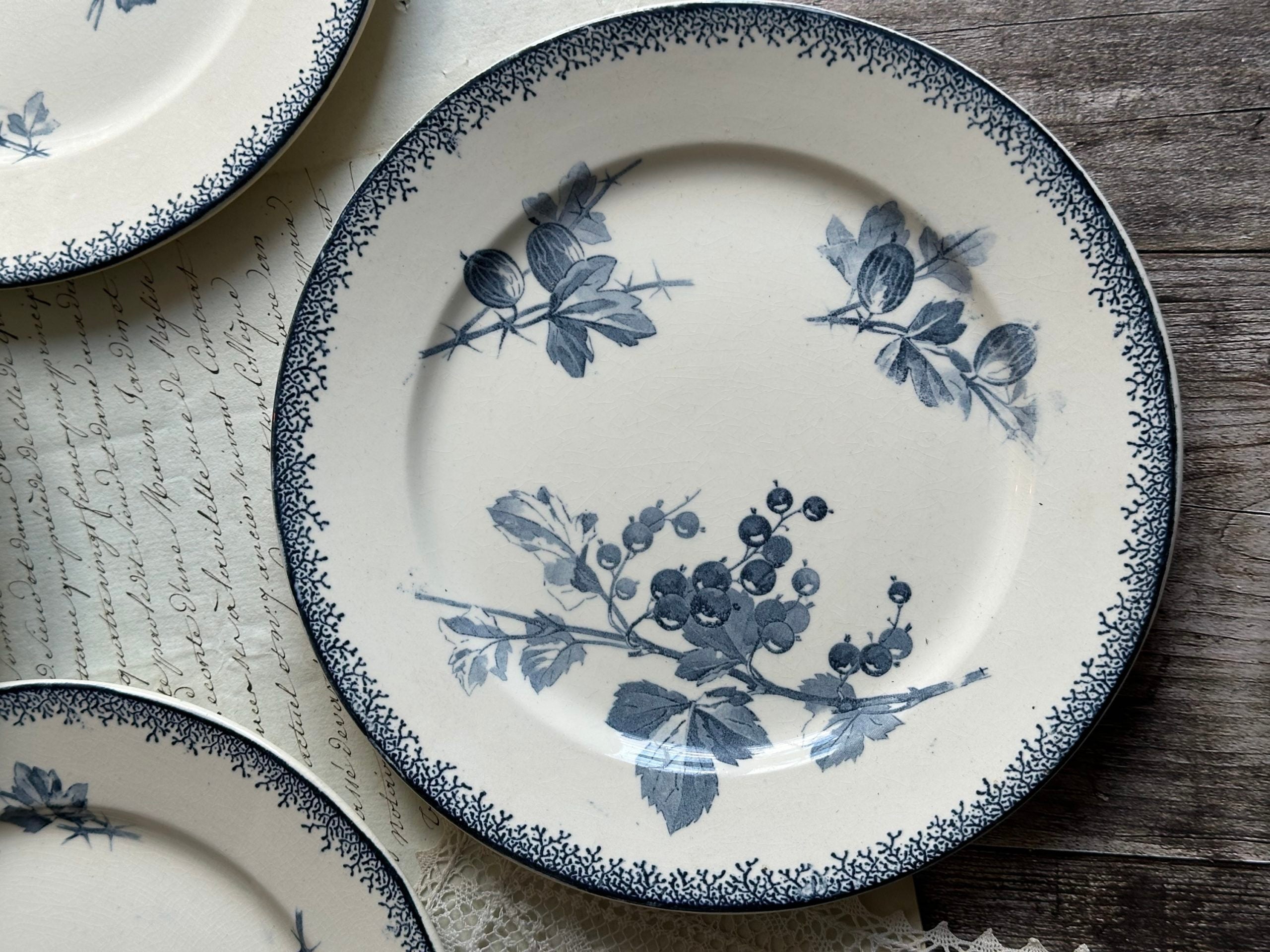 Suite de 6 assiettes à dessert Sarreguemines modèle Groseilles