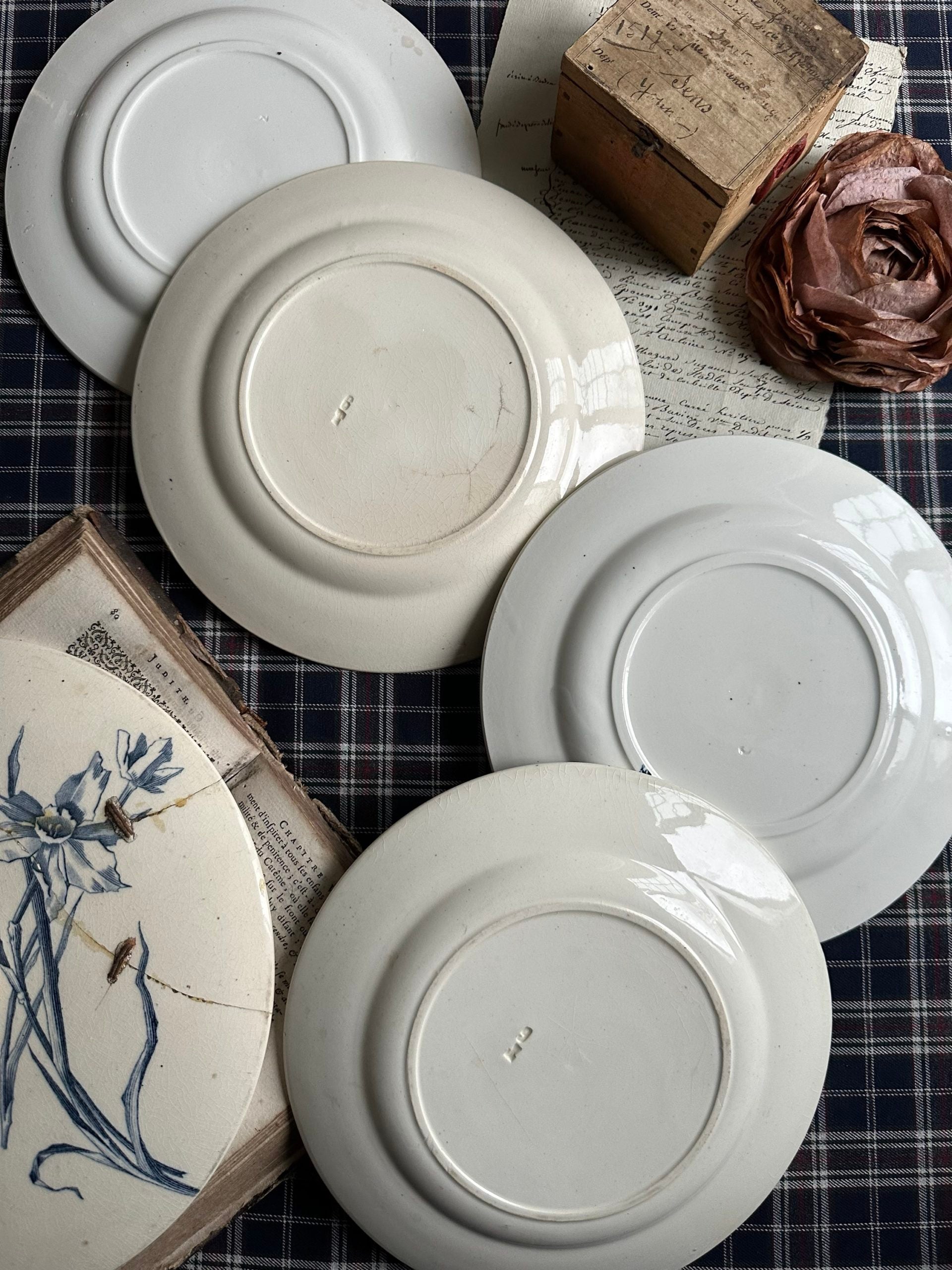 Set of 4 ironstone dessert plates