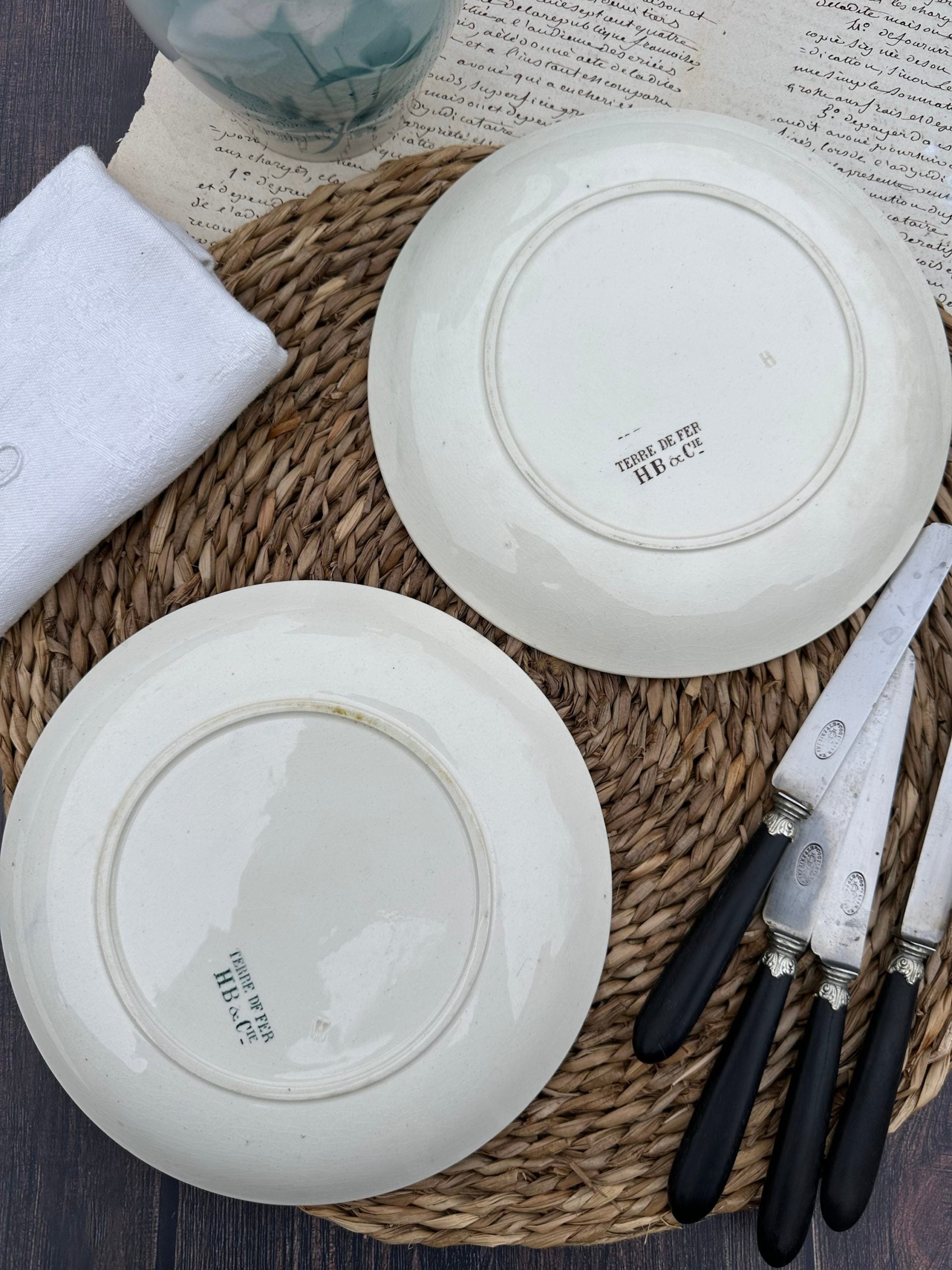 Two speaking plates from Choisy le Roi, Bains de Mer model, 19th century