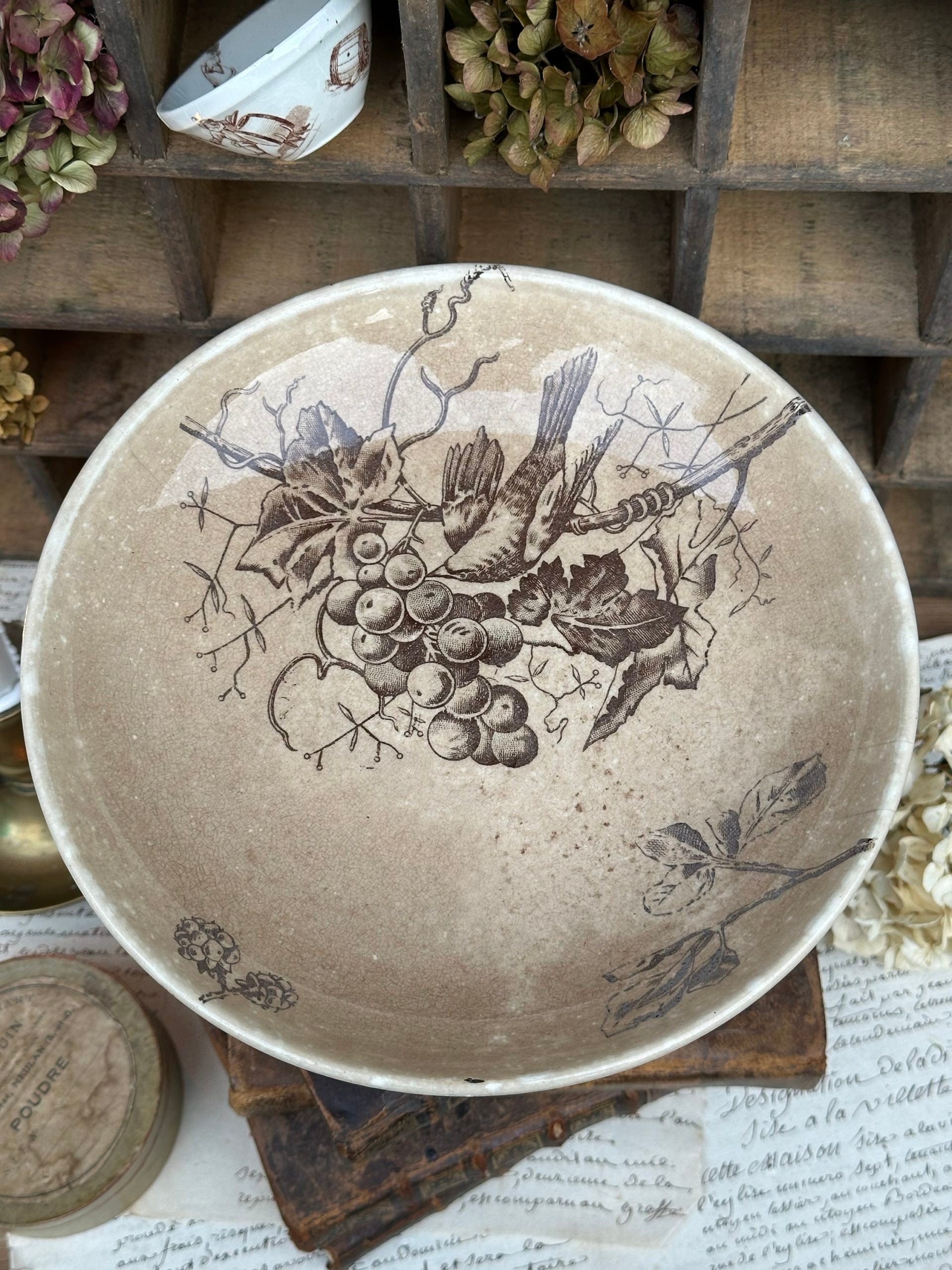 Compotier terre de fer Choisy le Roi aux oiseaux