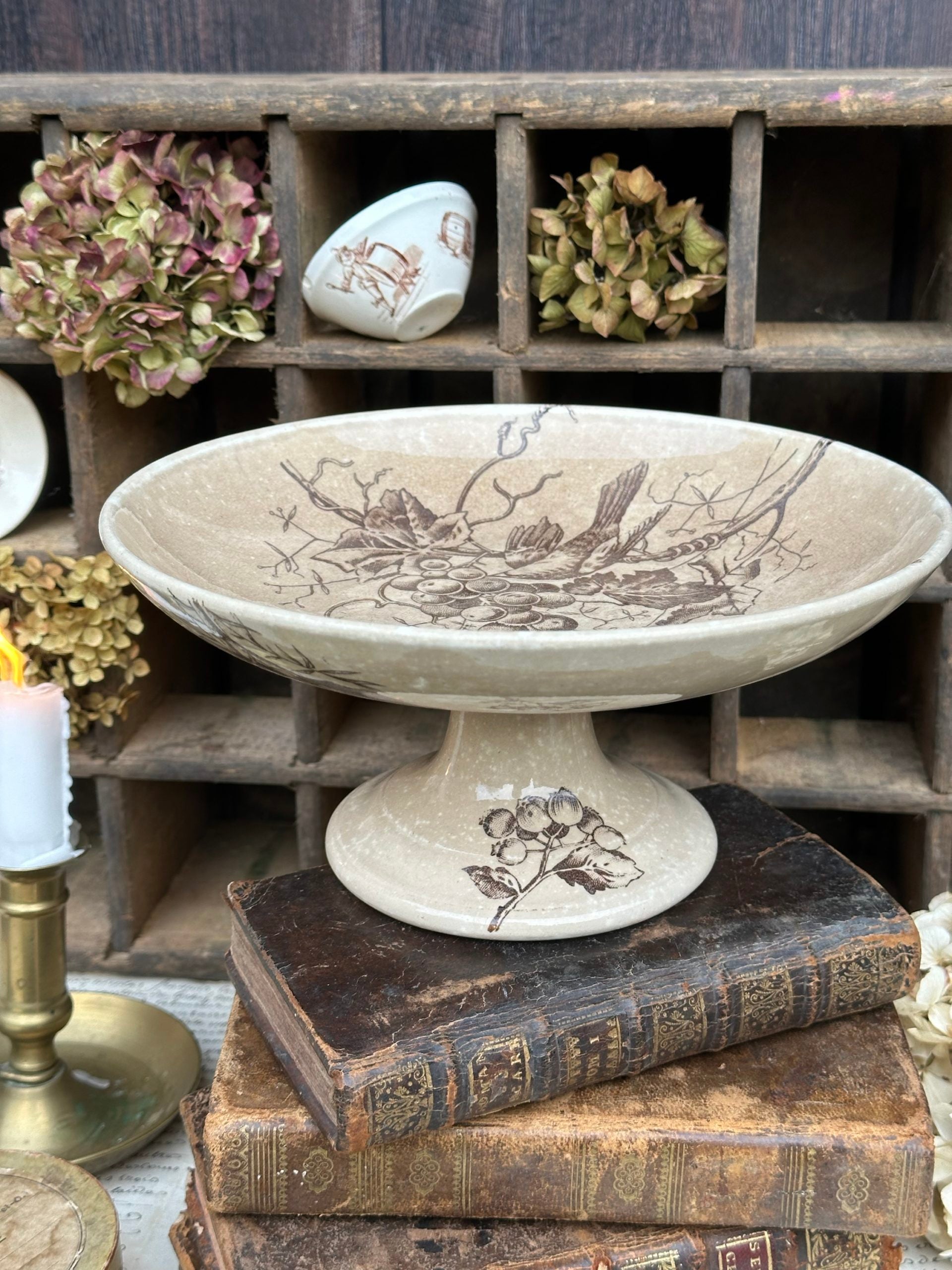 Ironstone compote dish by Choisy le Roi with birds