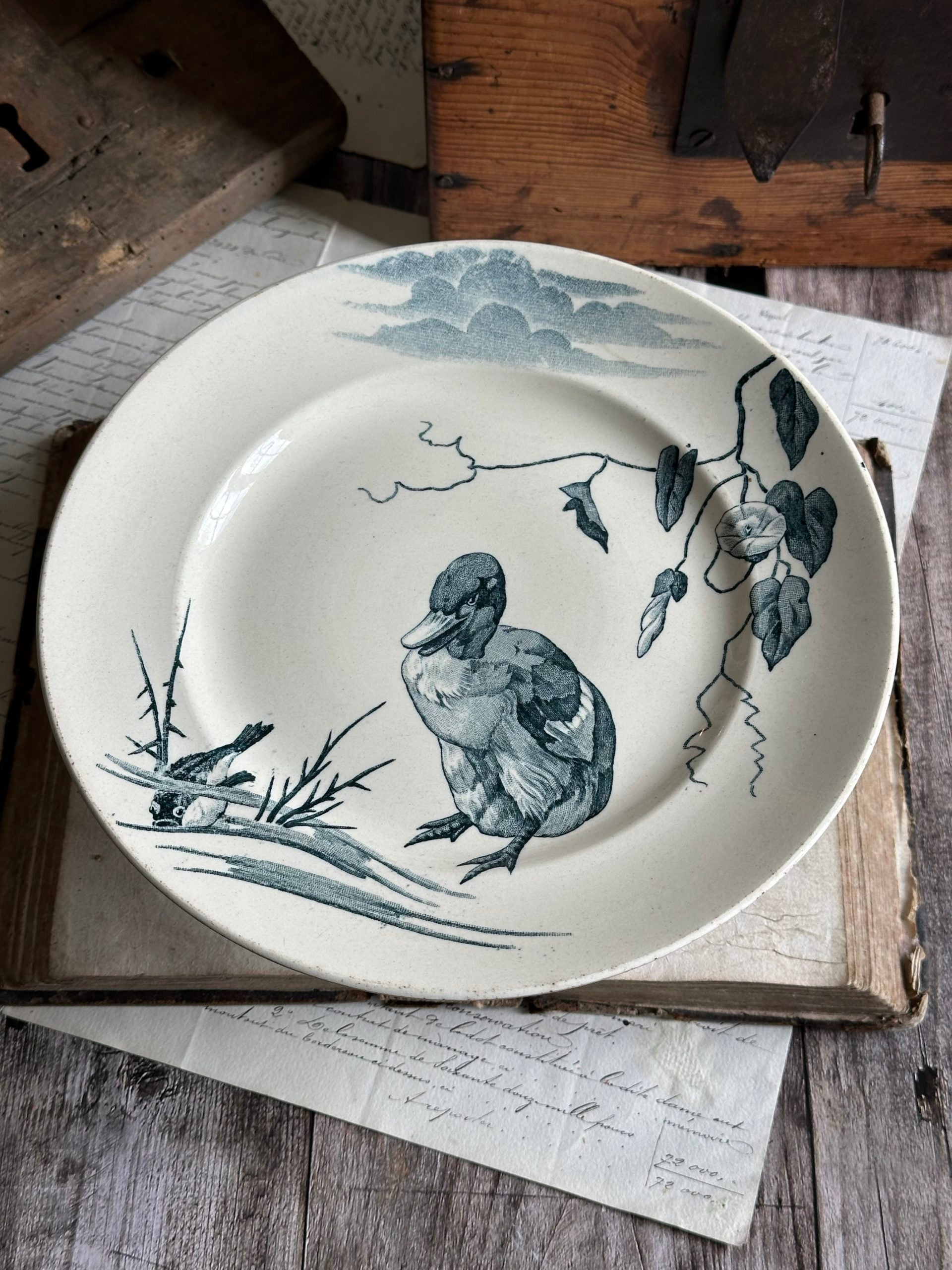 Pedestal dish Lunéville Birds model - circa 1880