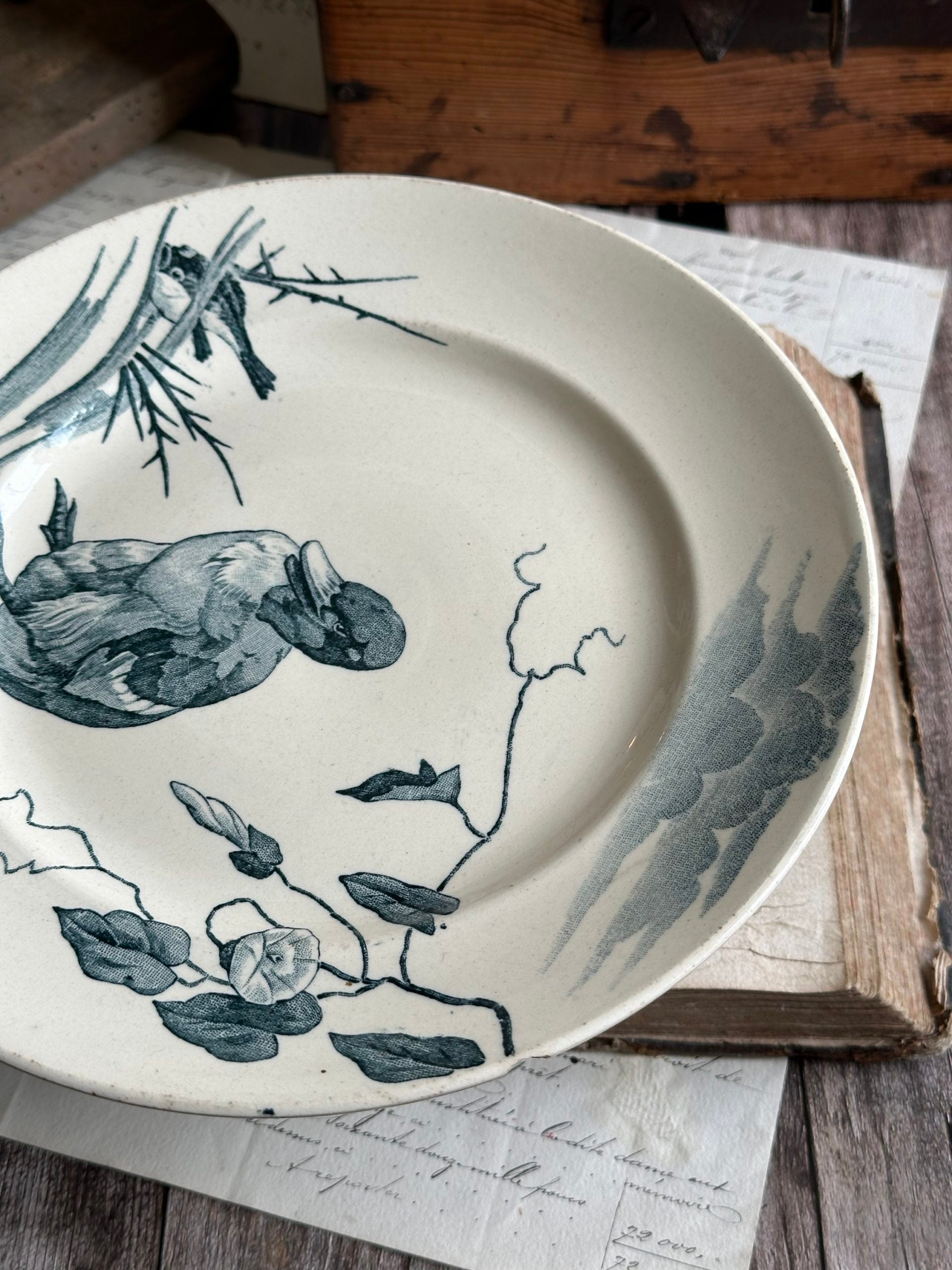 Pedestal dish Lunéville Birds model - circa 1880