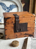 Small antique wooden chest with a beautiful steel clasp - mid-19th century
