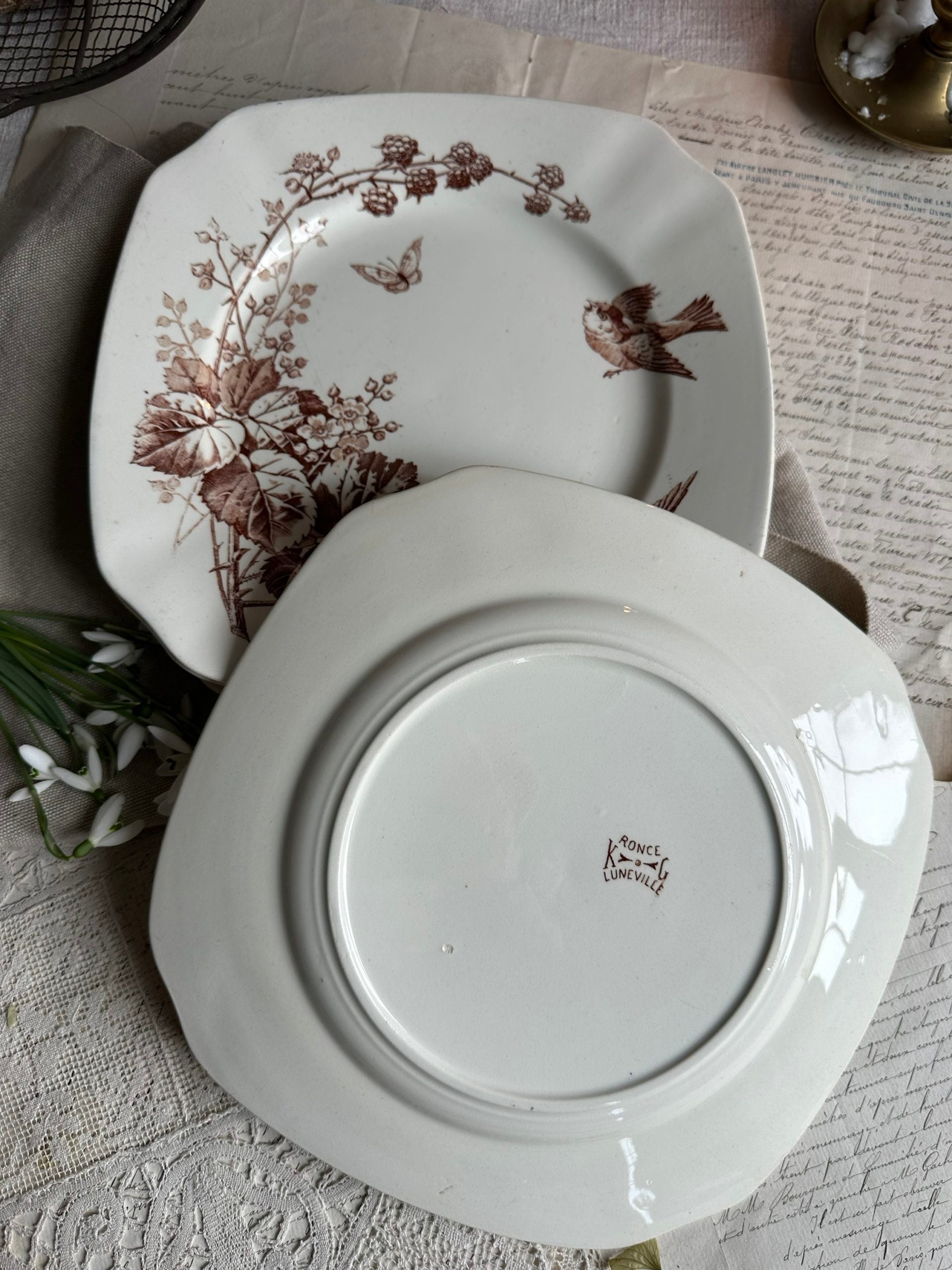 Set of 6 Lunéville Ronce pattern dinner plates