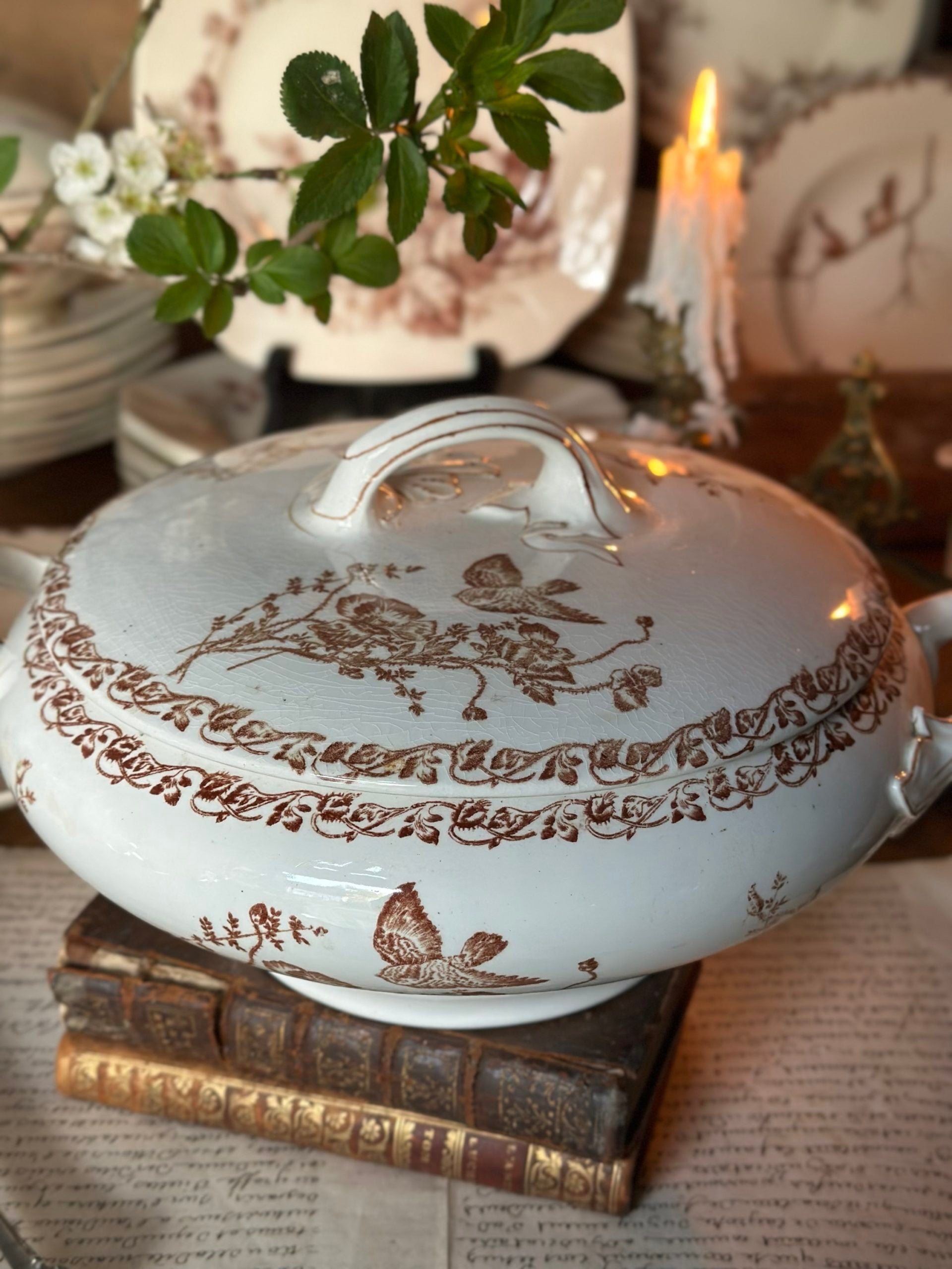 Soupière terre de fer Coquelicots