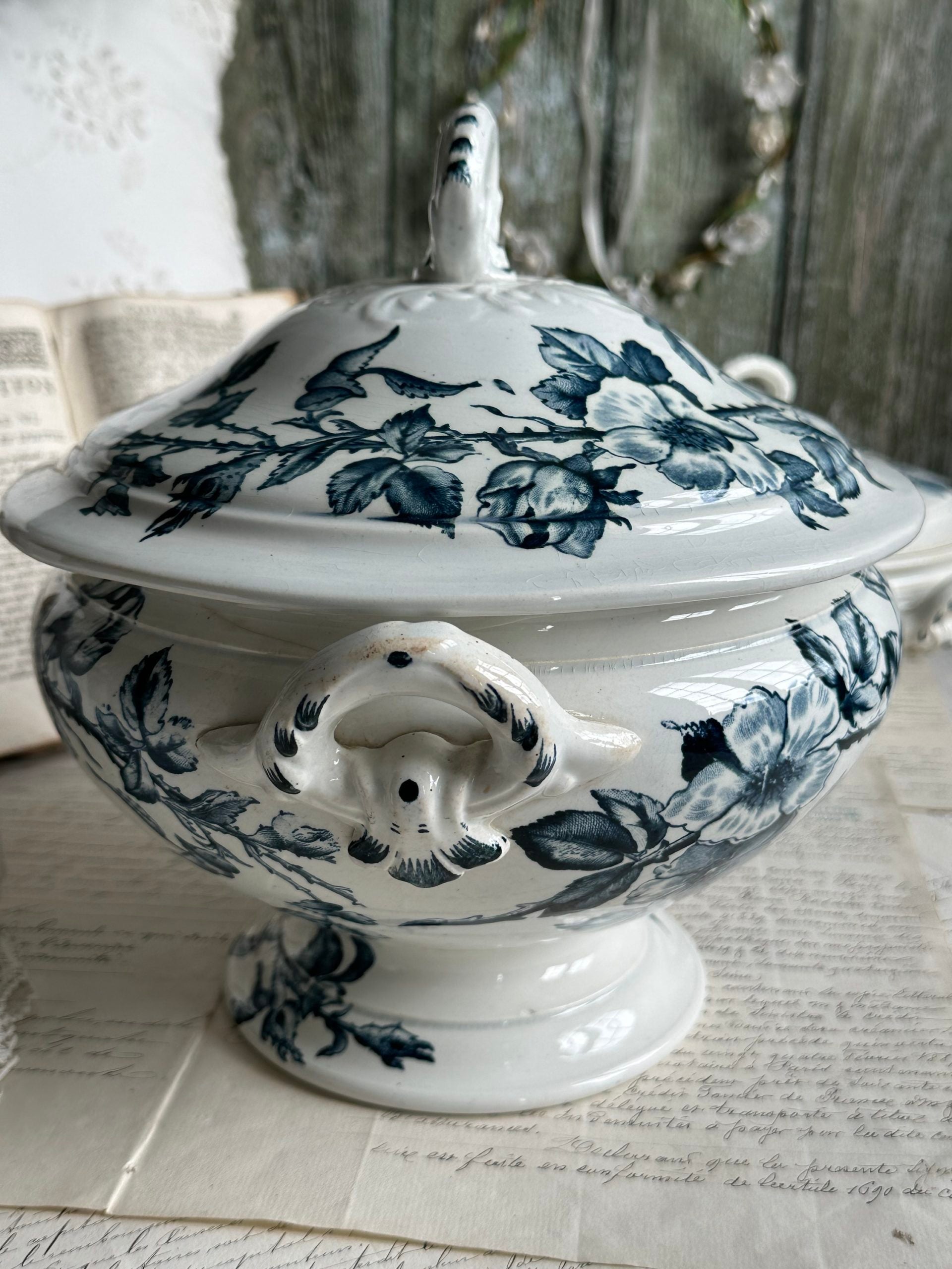 Creil and Montereau Rosa model soup tureen