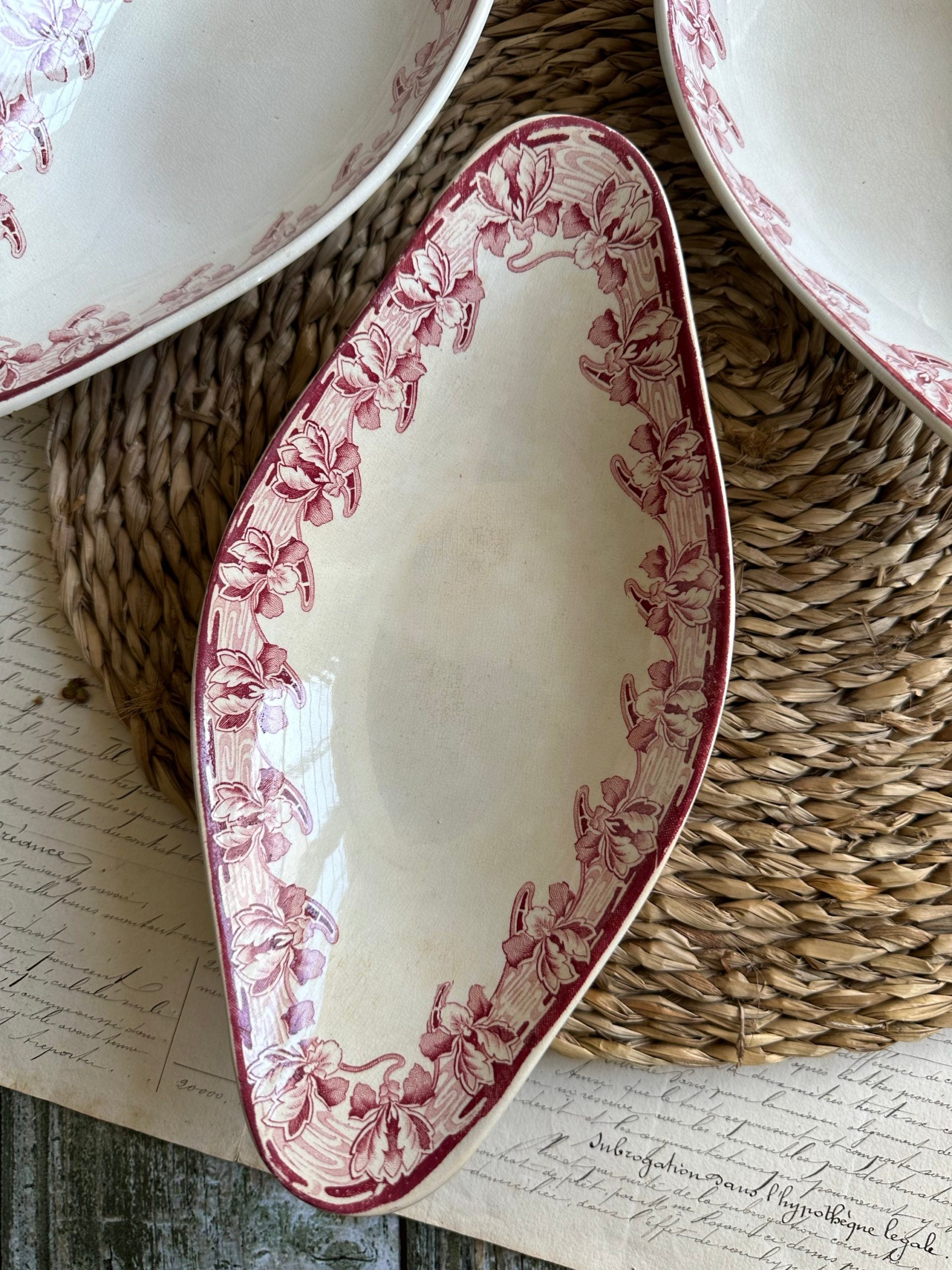 Trio of Badonviller reed dishes, Athens model