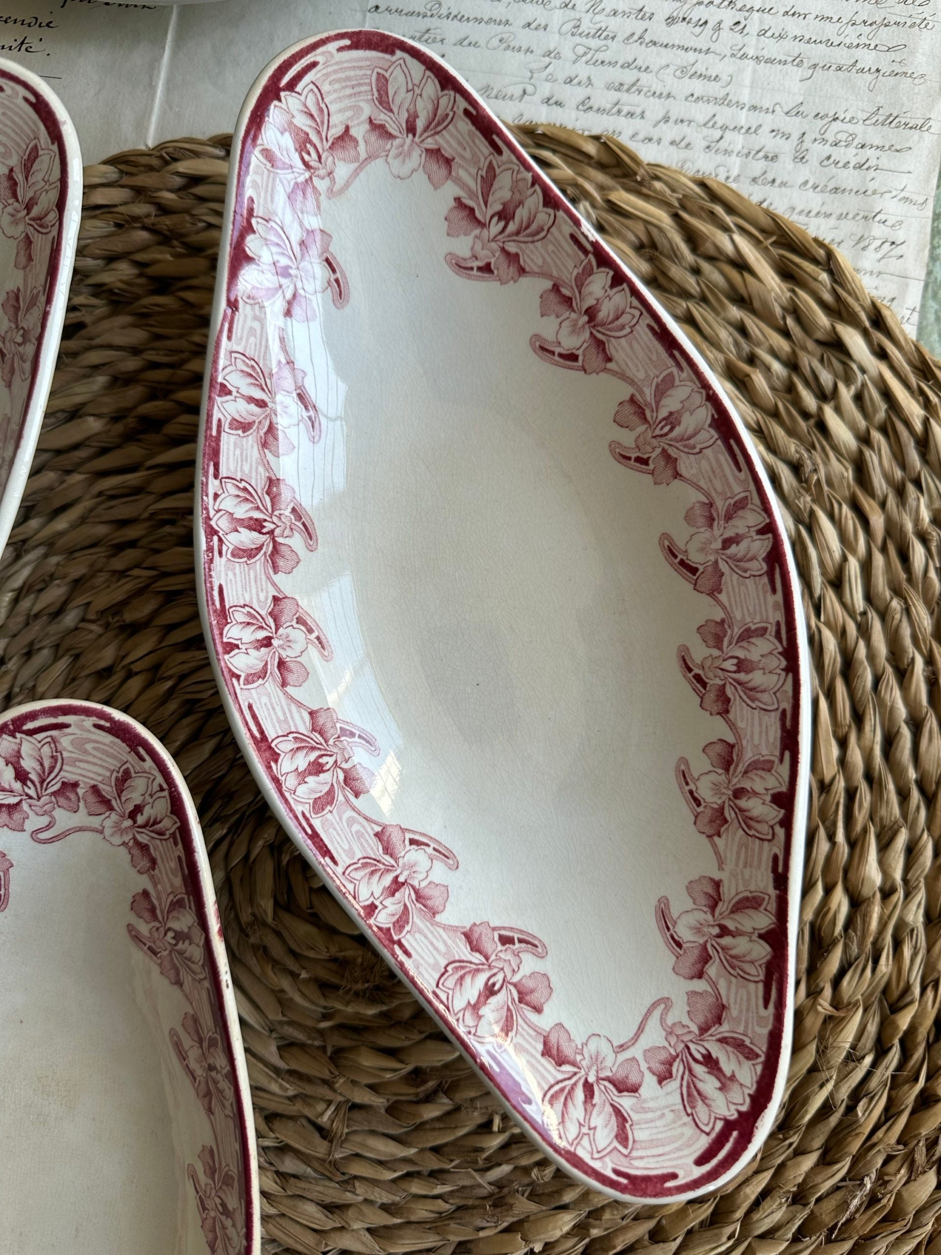 Trio of Badonviller reed dishes, Athens model
