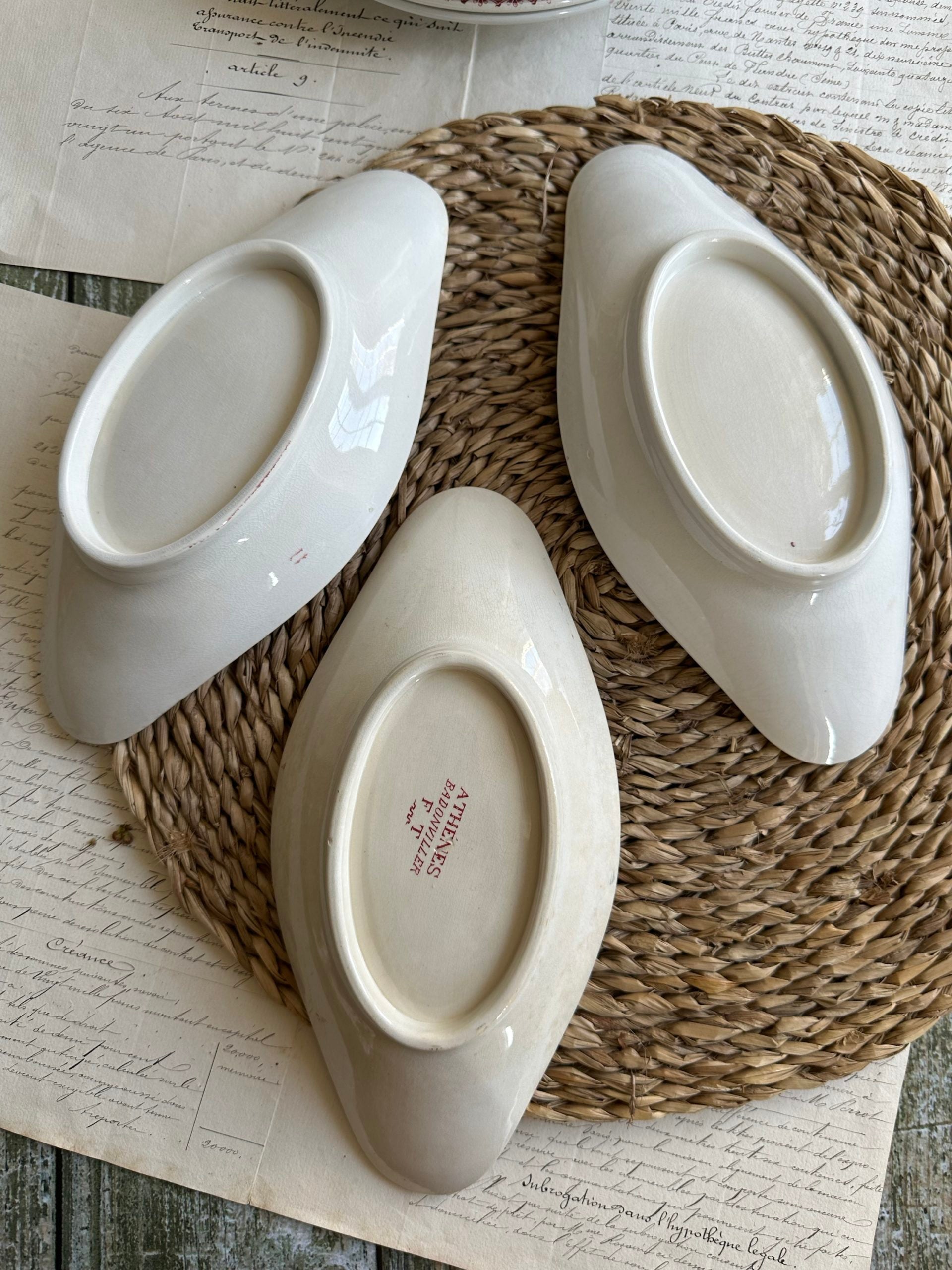 Trio of Badonviller reed dishes, Athens model
