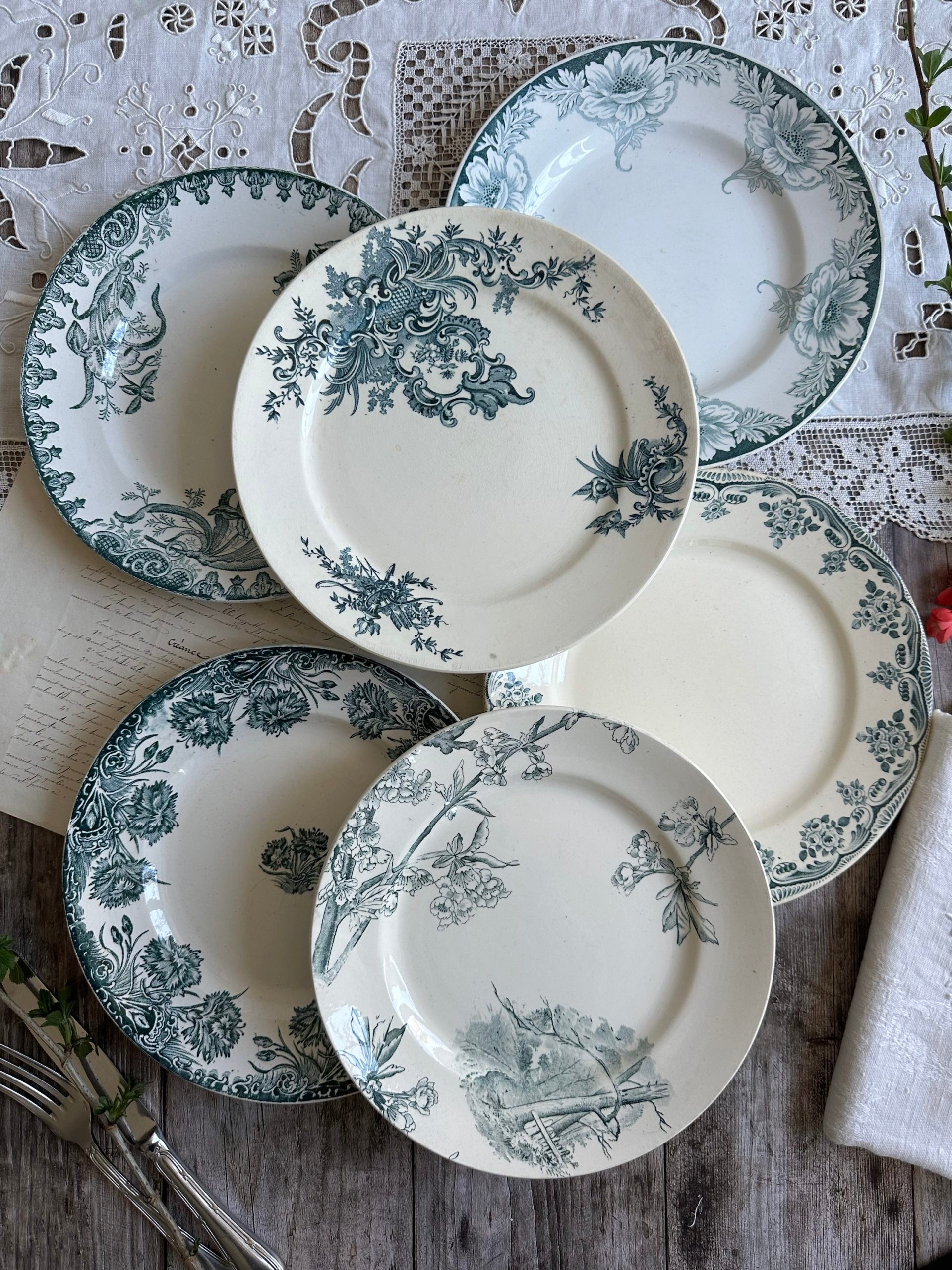I. Set of 6 mismatched ironstone plates