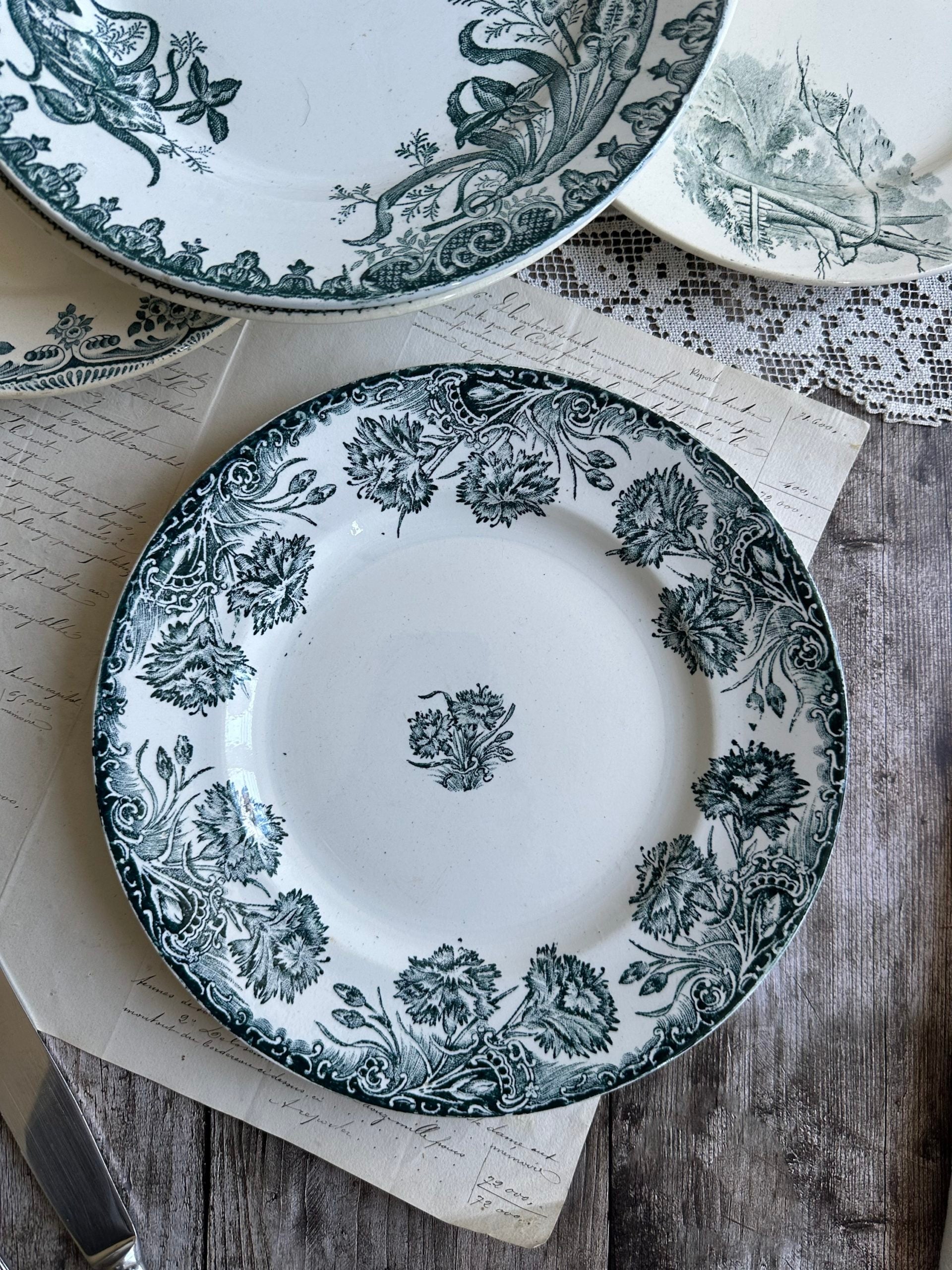 II. Suite de 6 assiettes plates terre de fer dépareillées