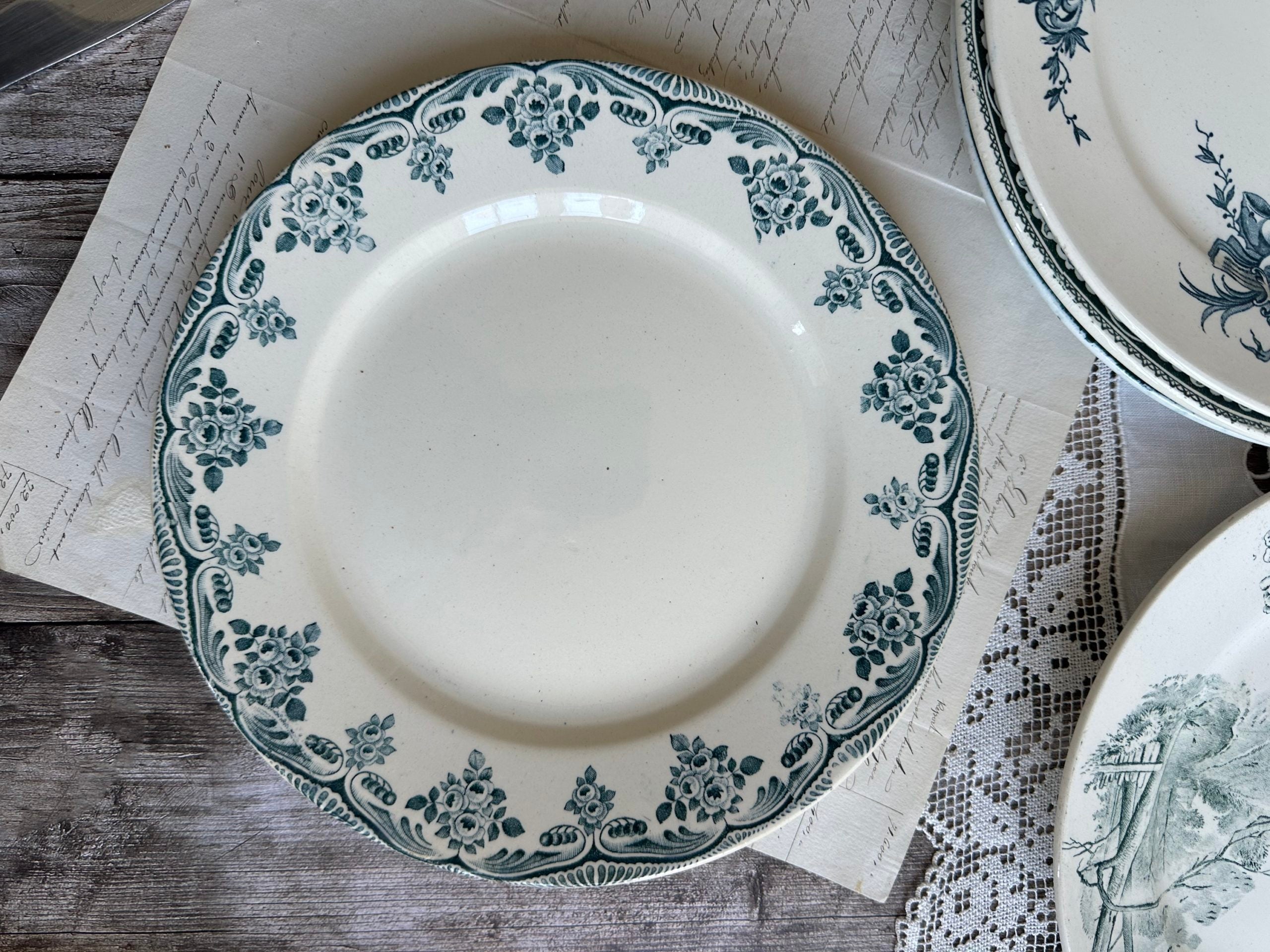 II. Suite de 6 assiettes plates terre de fer dépareillées