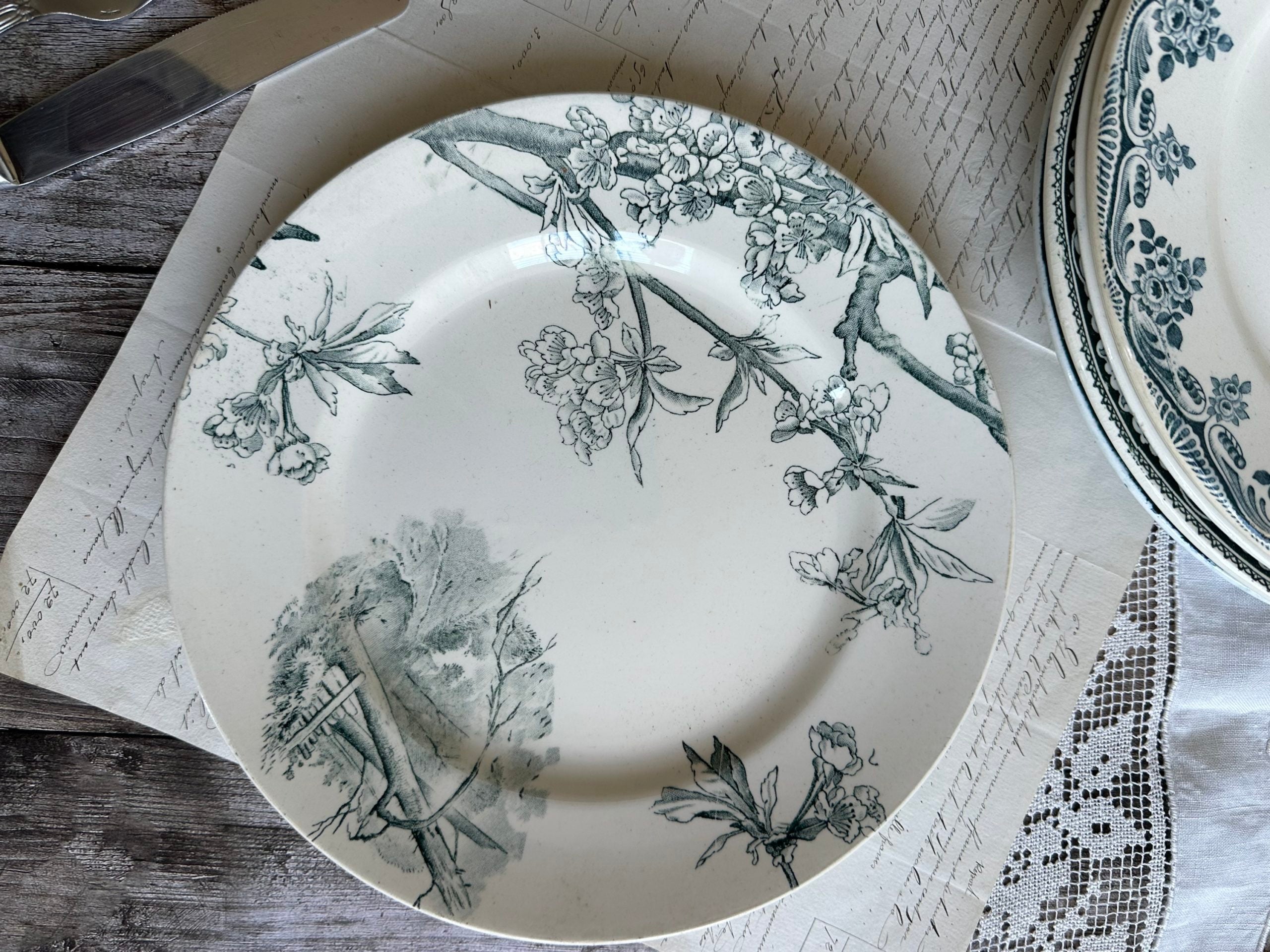 II. Suite de 6 assiettes plates terre de fer dépareillées