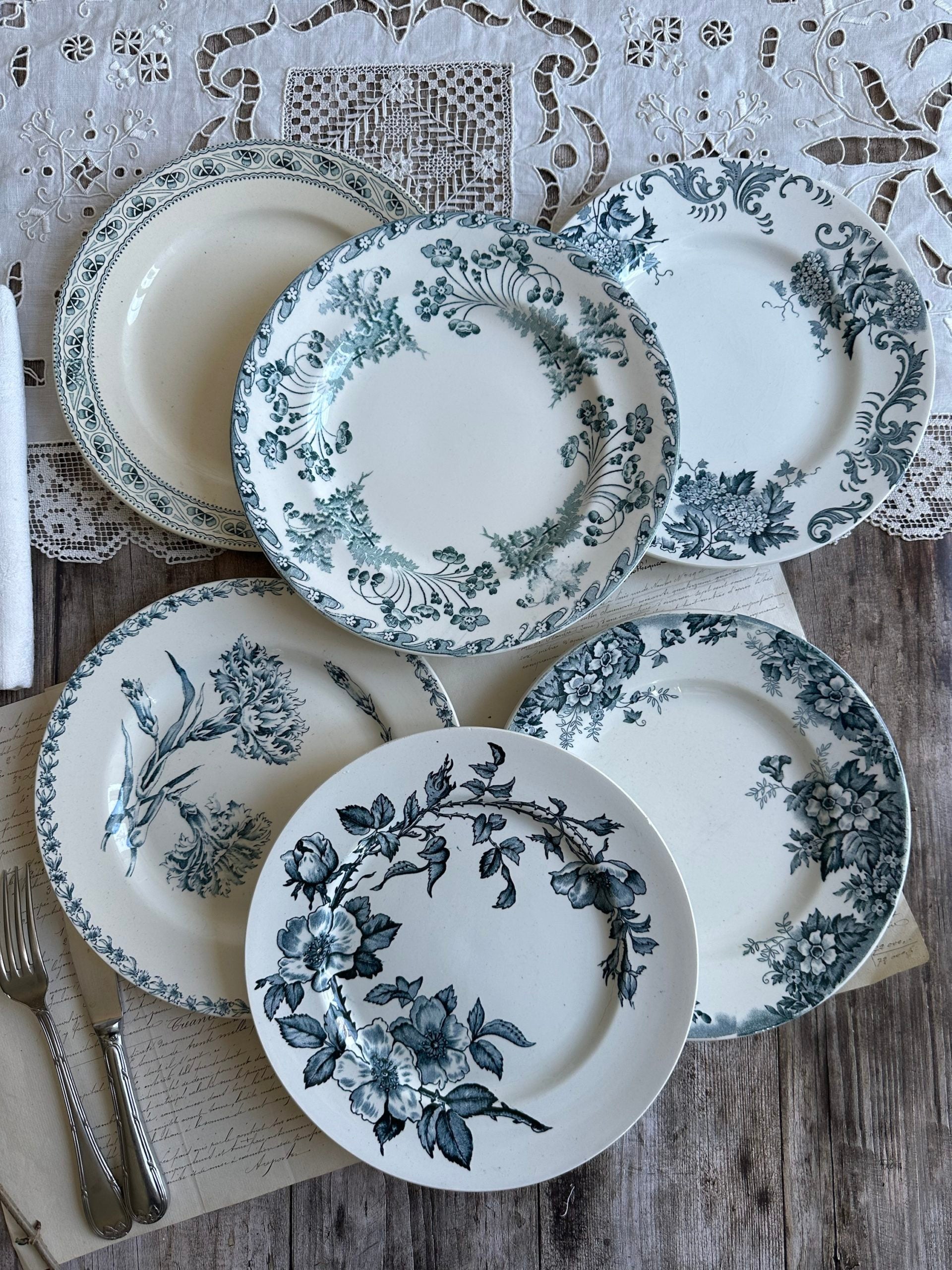 IV. Suite de 6 assiettes plates terre de fer dépareillées