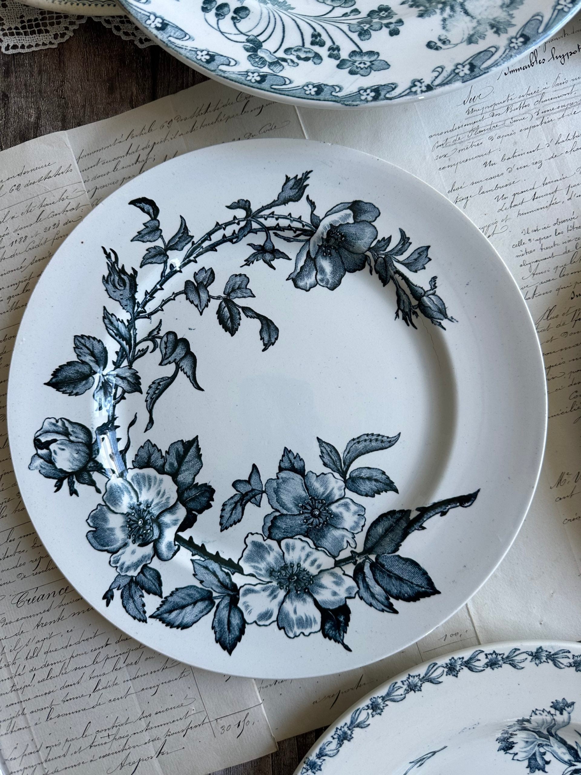 IV. Suite de 6 assiettes plates terre de fer dépareillées