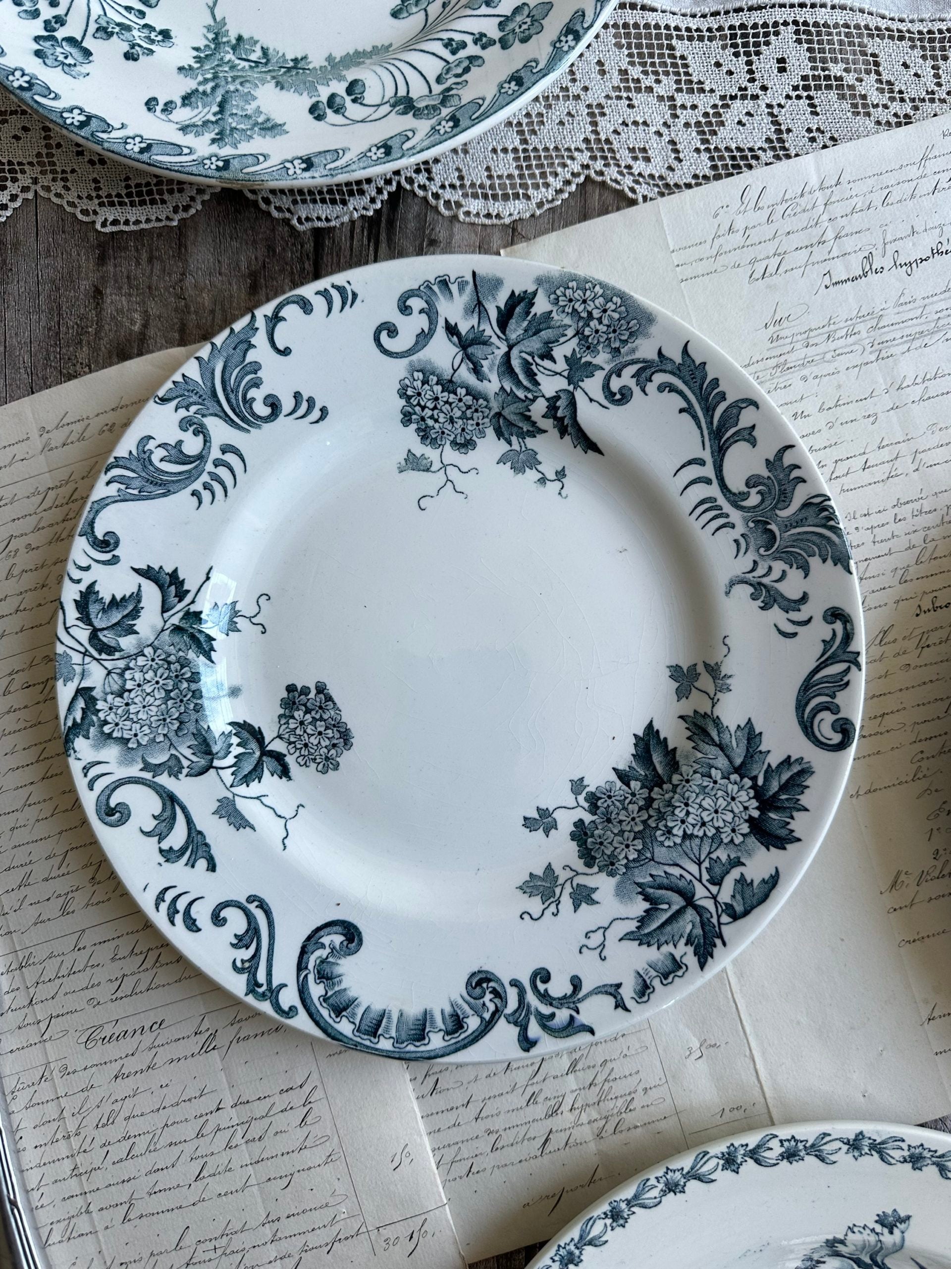 IV. Suite de 6 assiettes plates terre de fer dépareillées
