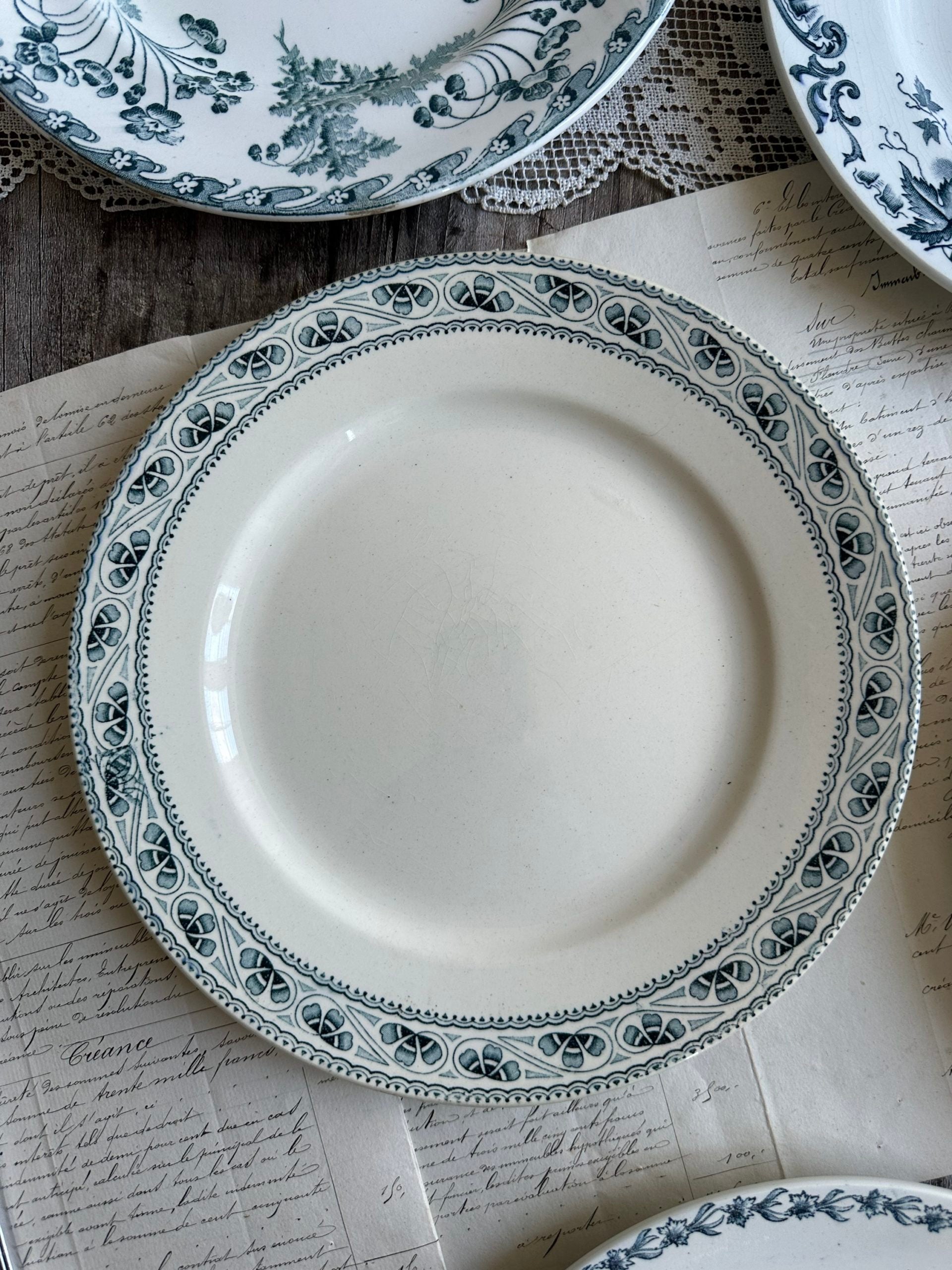 IV. Suite de 6 assiettes plates terre de fer dépareillées