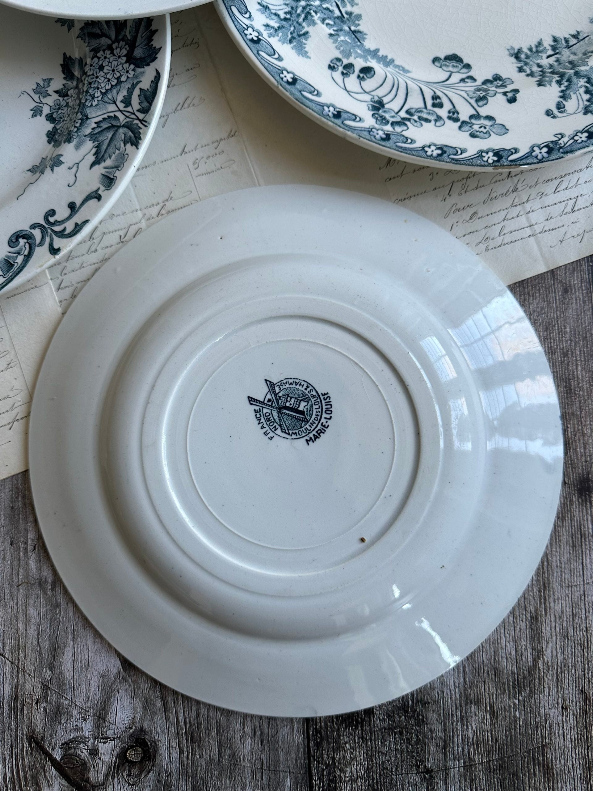 III. Suite de 6 assiettes plates terre de fer dépareillées