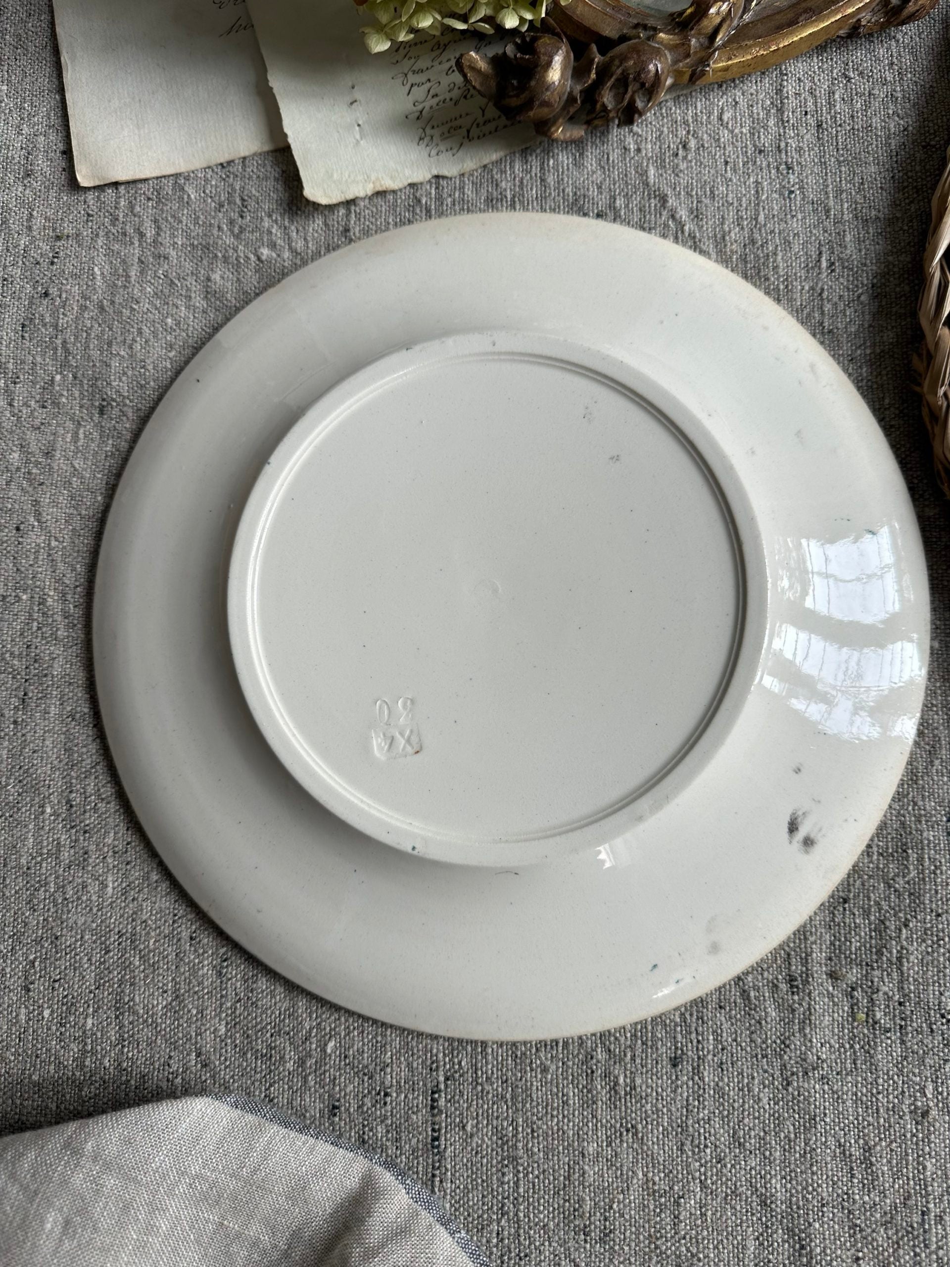 Suite de 6 assiettes plates terre de fer