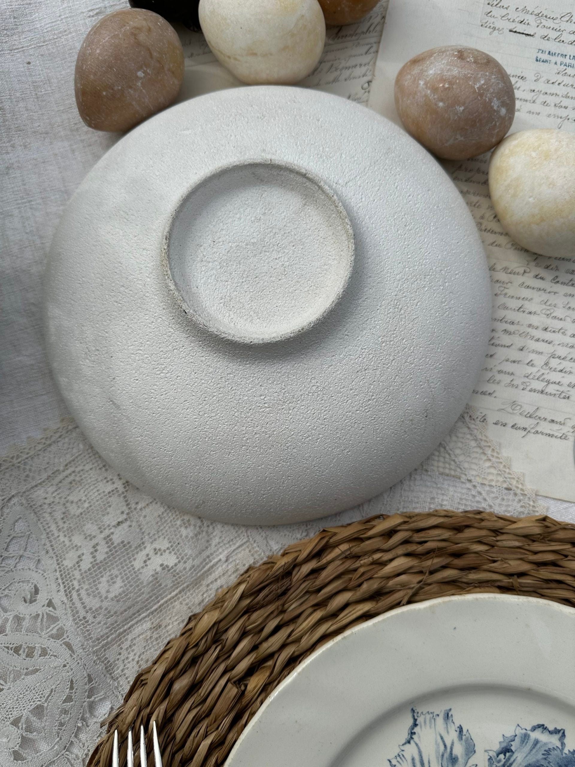 Decorative stone eggs with their cup