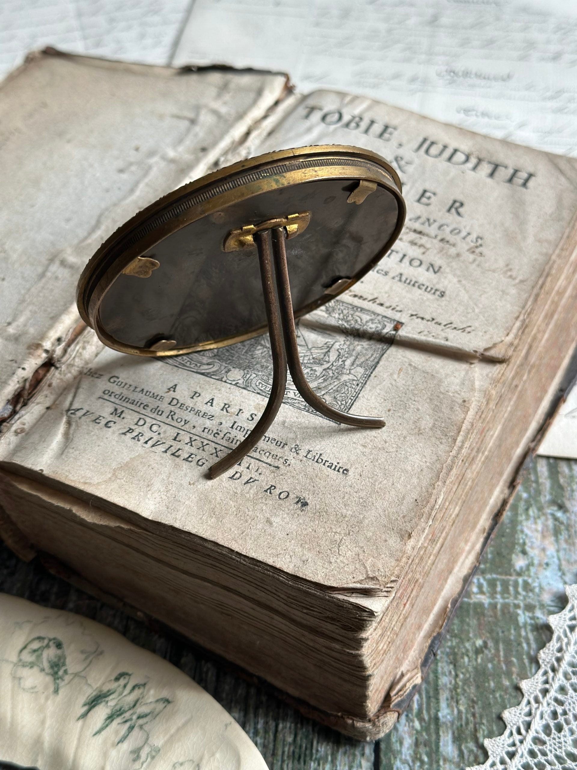 Small 19th century bronze frame with ironstone motif