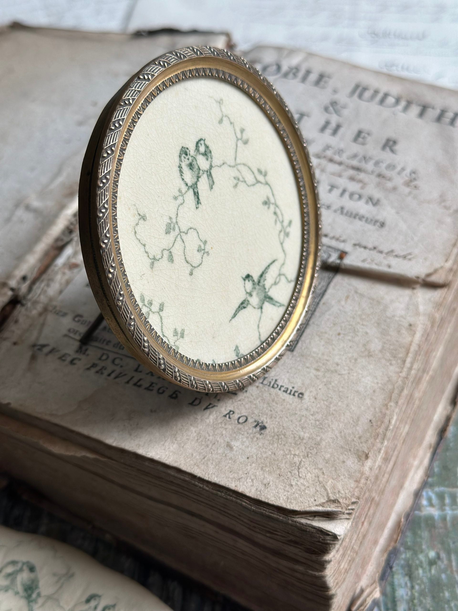 Small 19th century bronze frame with ironstone motif