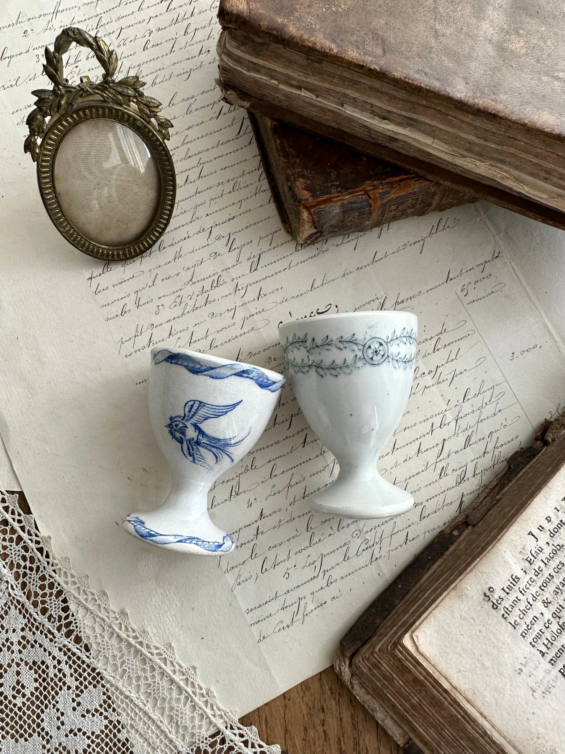 Two ironstone egg cups