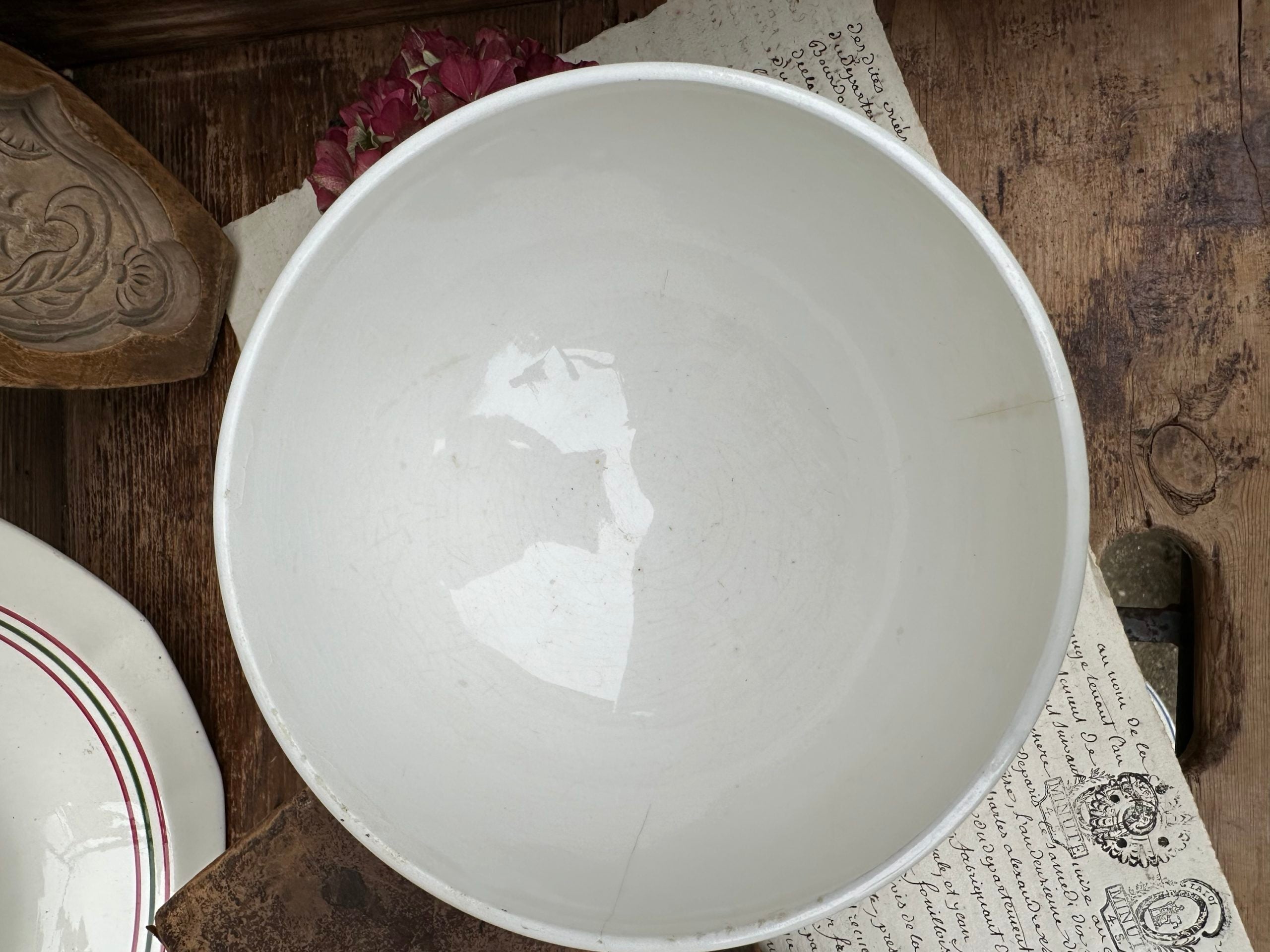 Large faceted earthenware bowl