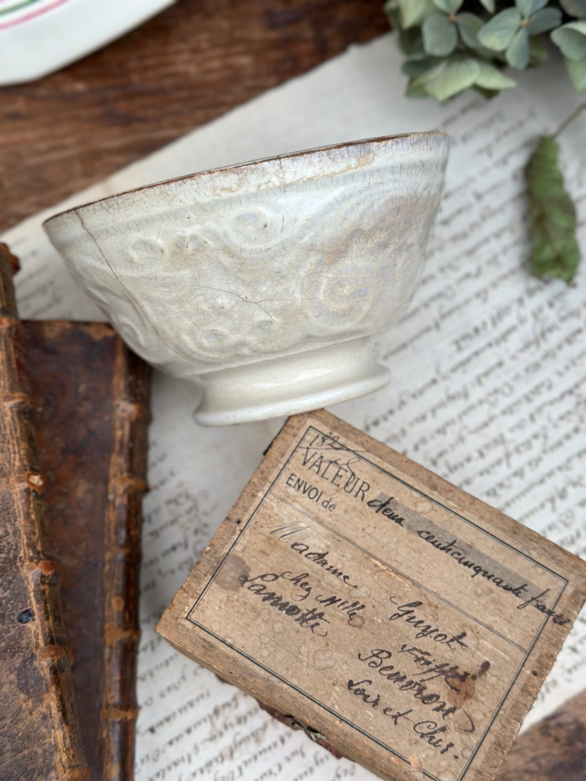 Exquisite patinated bowl with reliefs